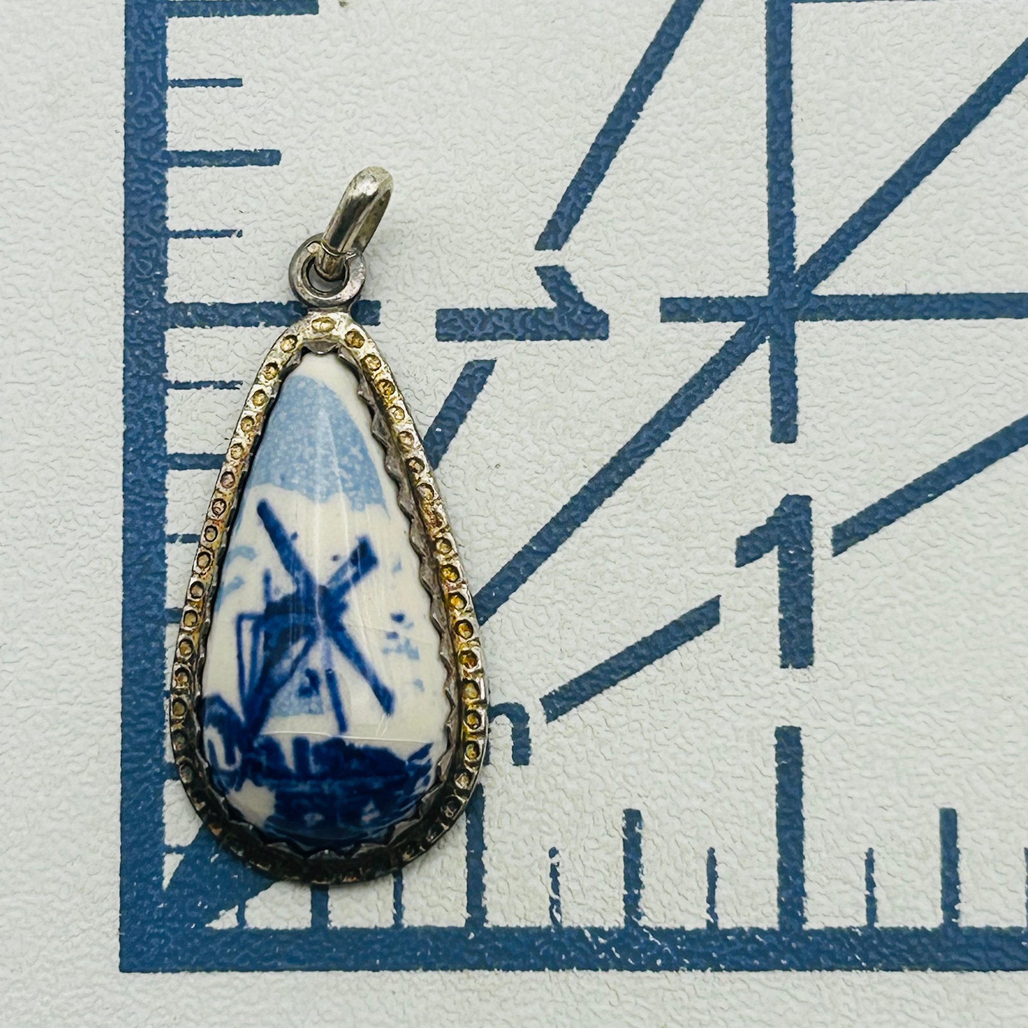 Sterling Blue Porcelain Pendant