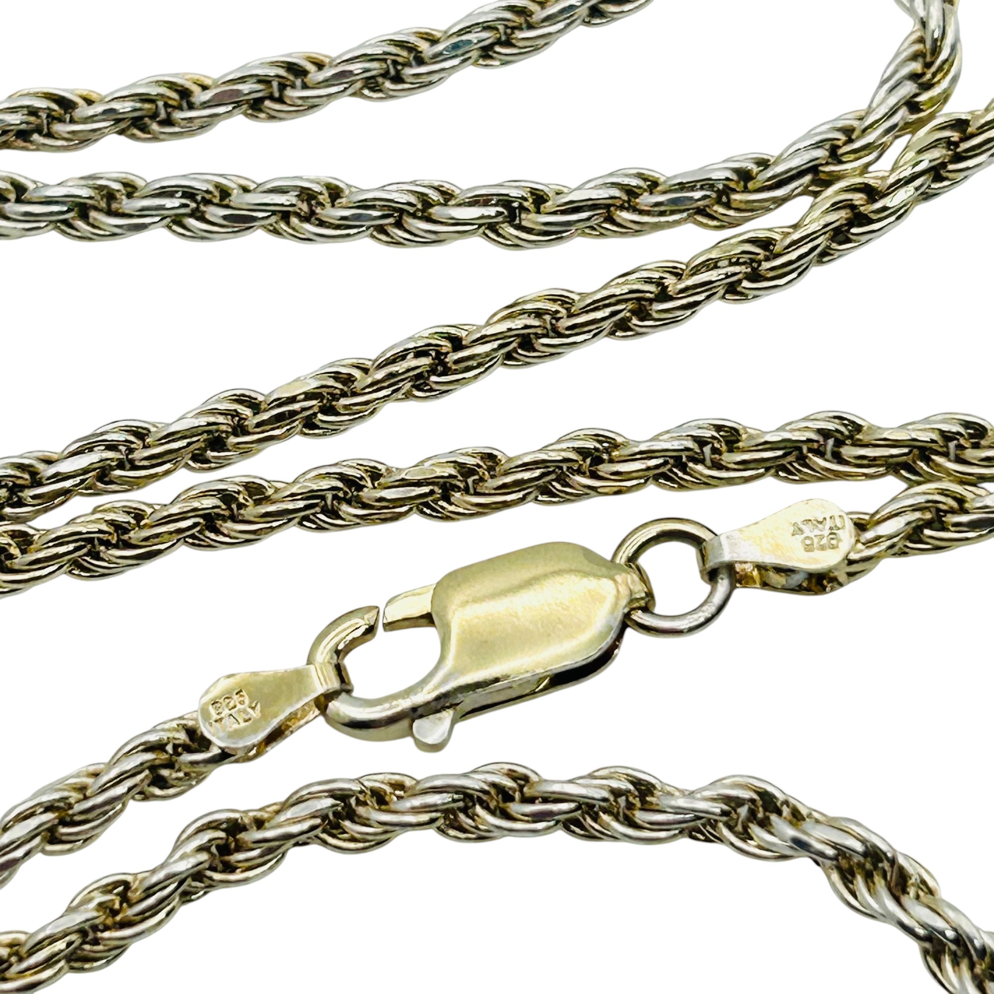 Signed Italy Sterling Rope Chain Necklace