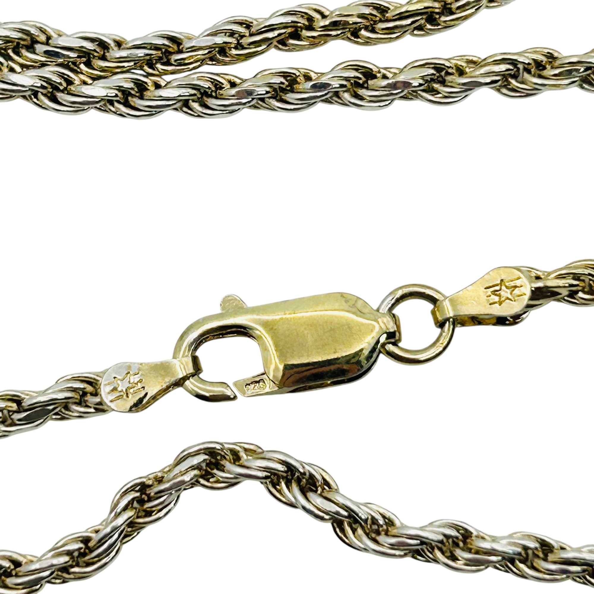 Signed Italy Sterling Rope Chain Necklace