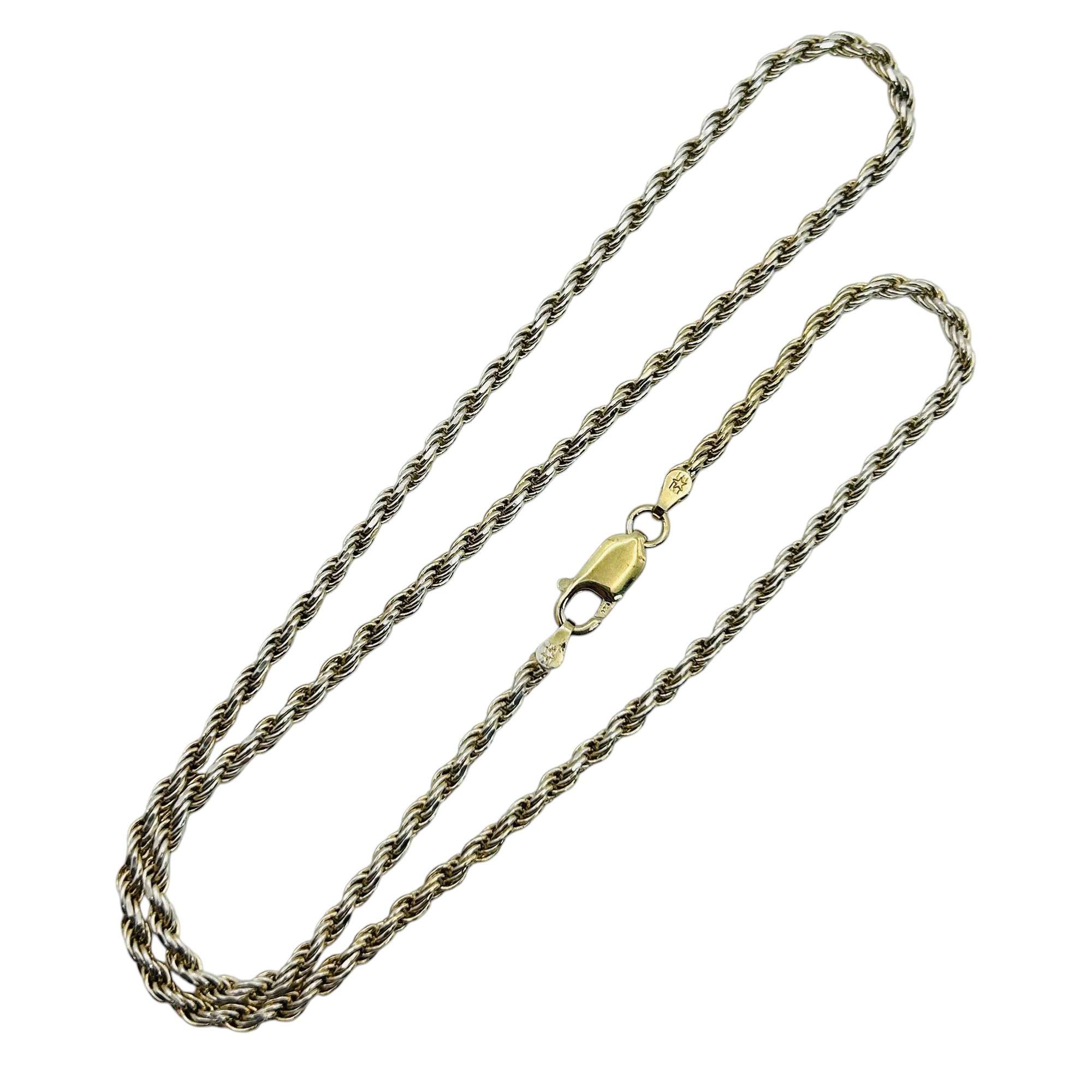 Signed Italy Sterling Rope Chain Necklace
