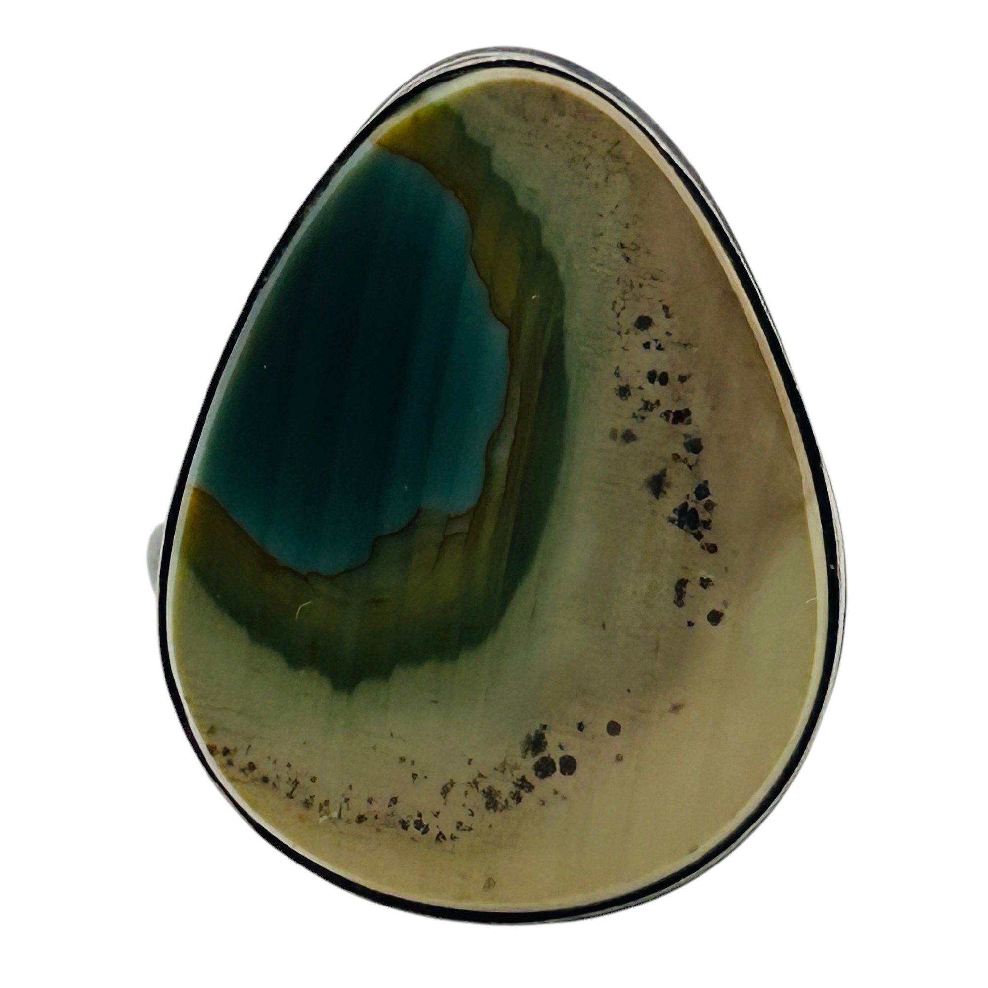 Signed Sterling Agate Ring Sz 7.5