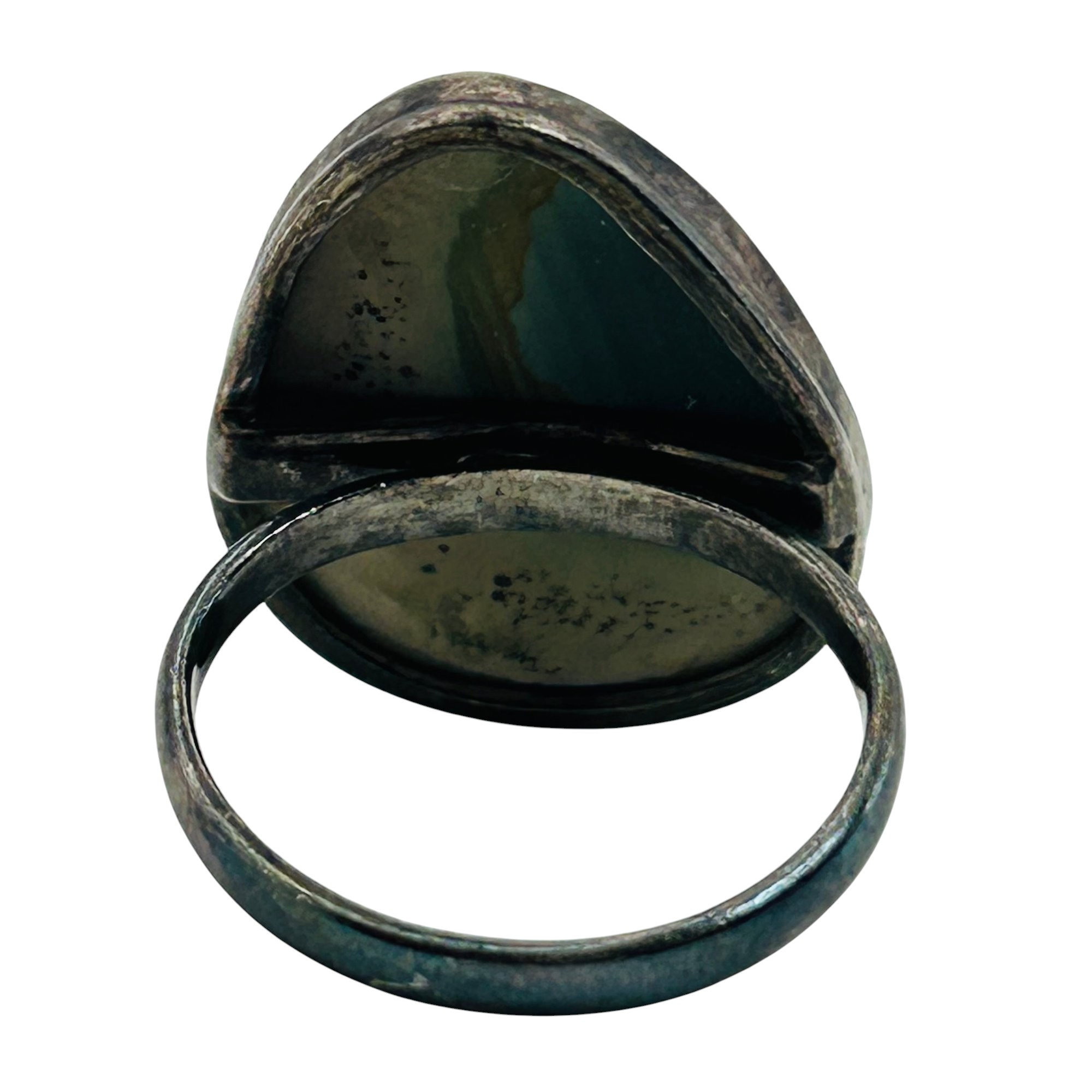 Signed Sterling Agate Ring Sz 7.5