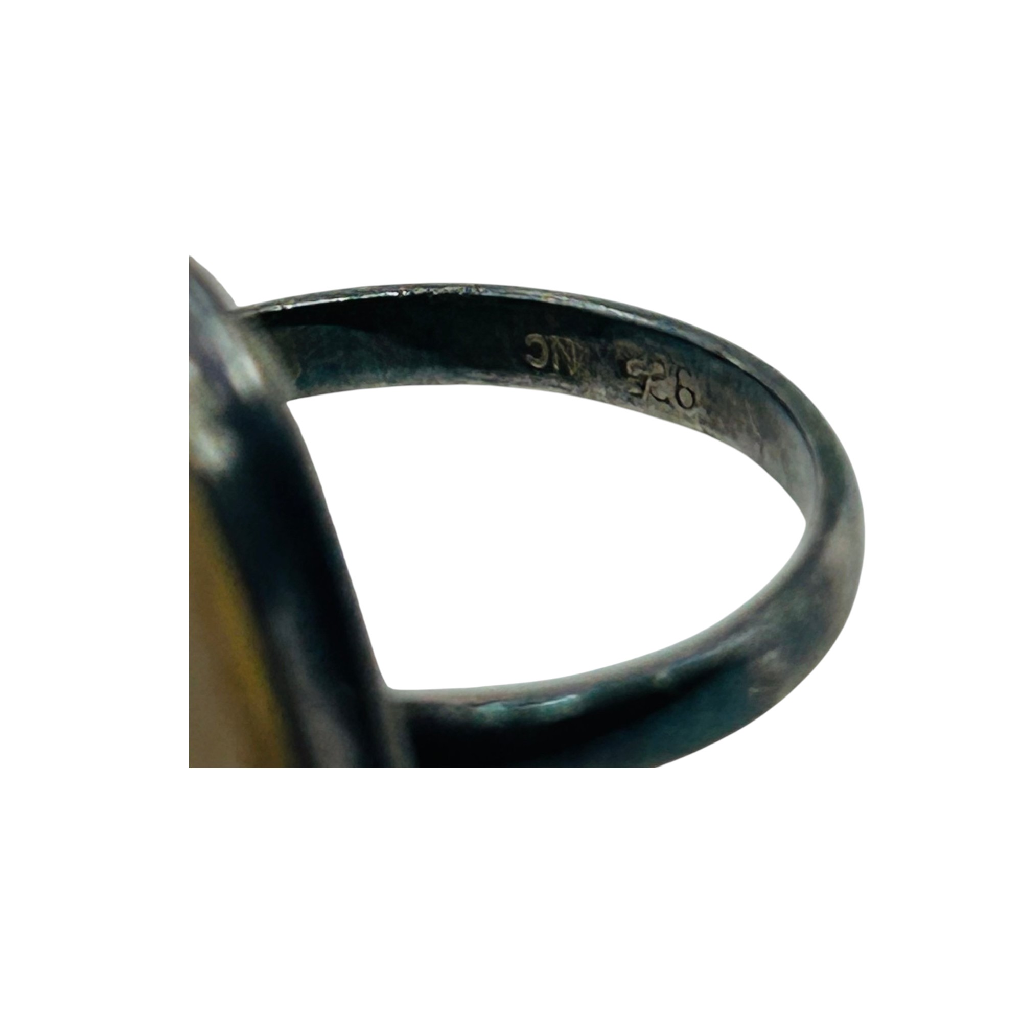 Signed Sterling Agate Ring Sz 7.5