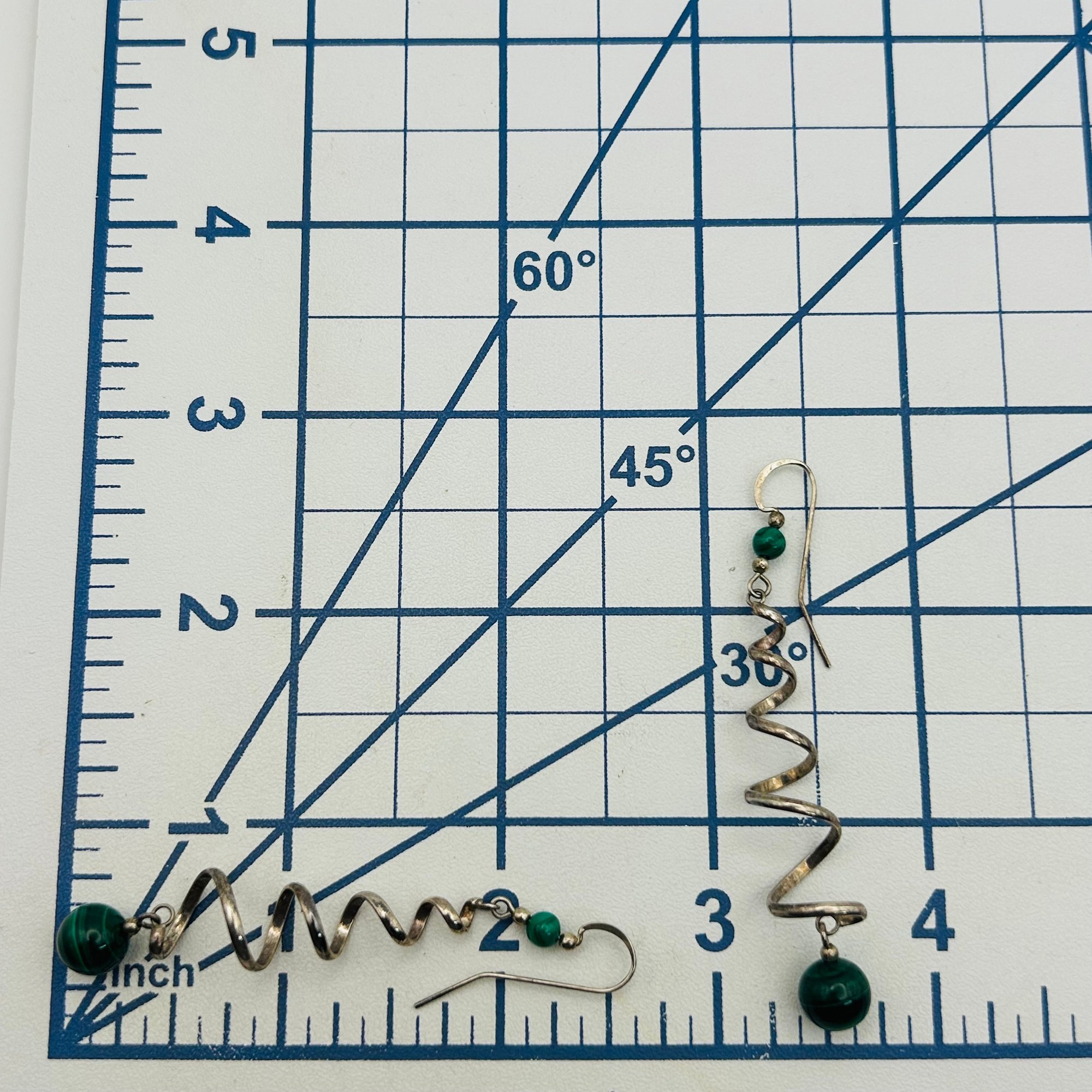 Sterling Malachite Spiral Earrings