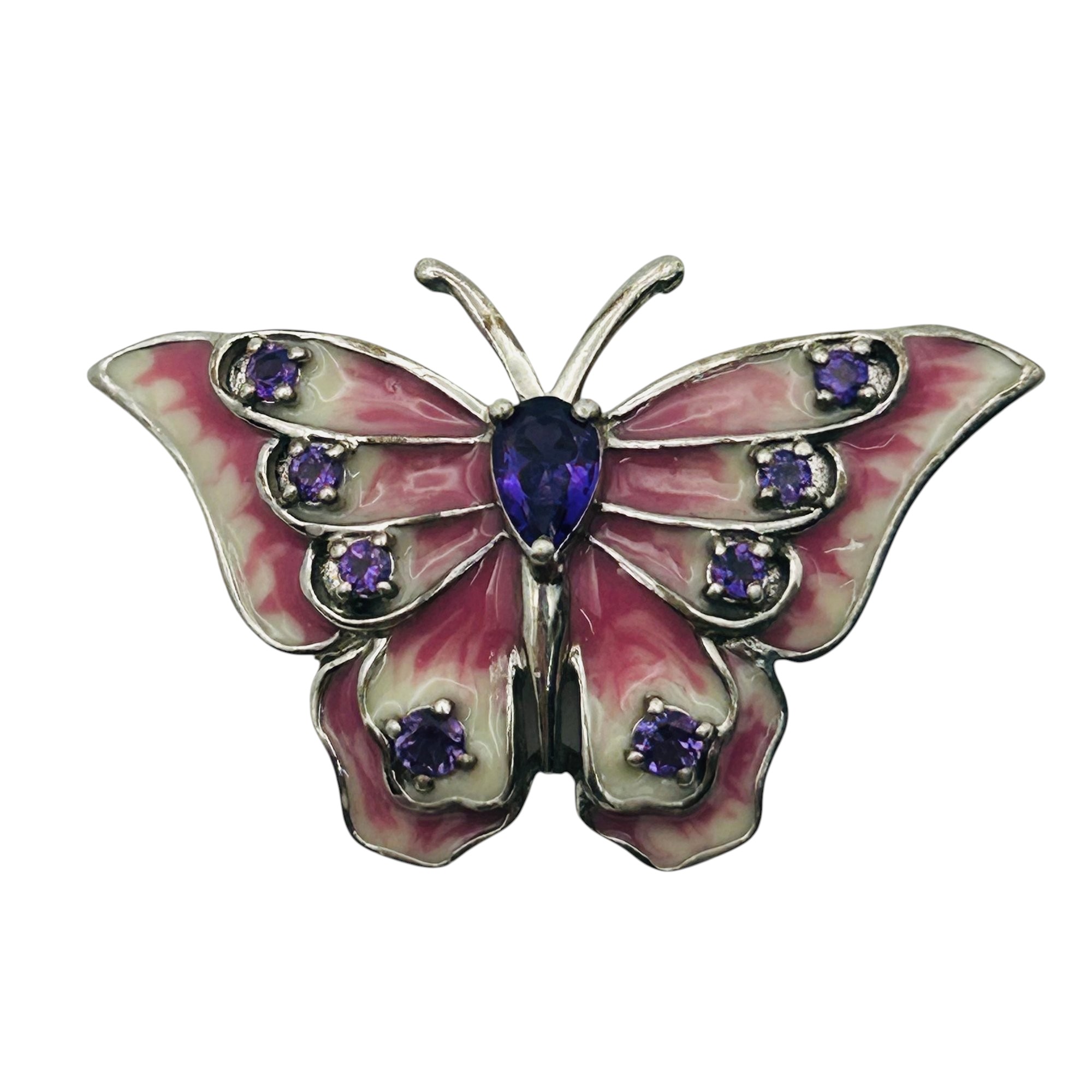 Sterling Amethyst Inlay Butterfly Pendant