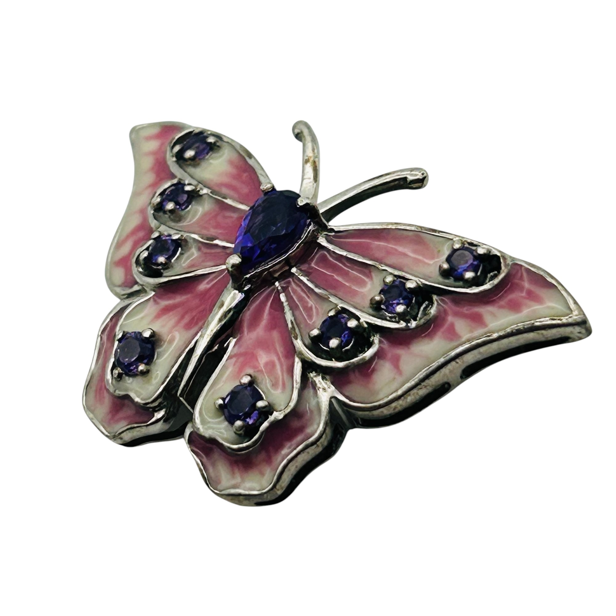 Sterling Amethyst Inlay Butterfly Pendant