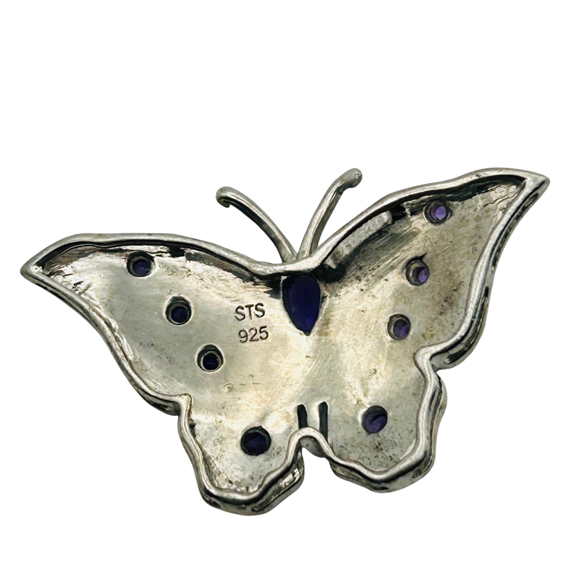 Sterling Amethyst Inlay Butterfly Pendant