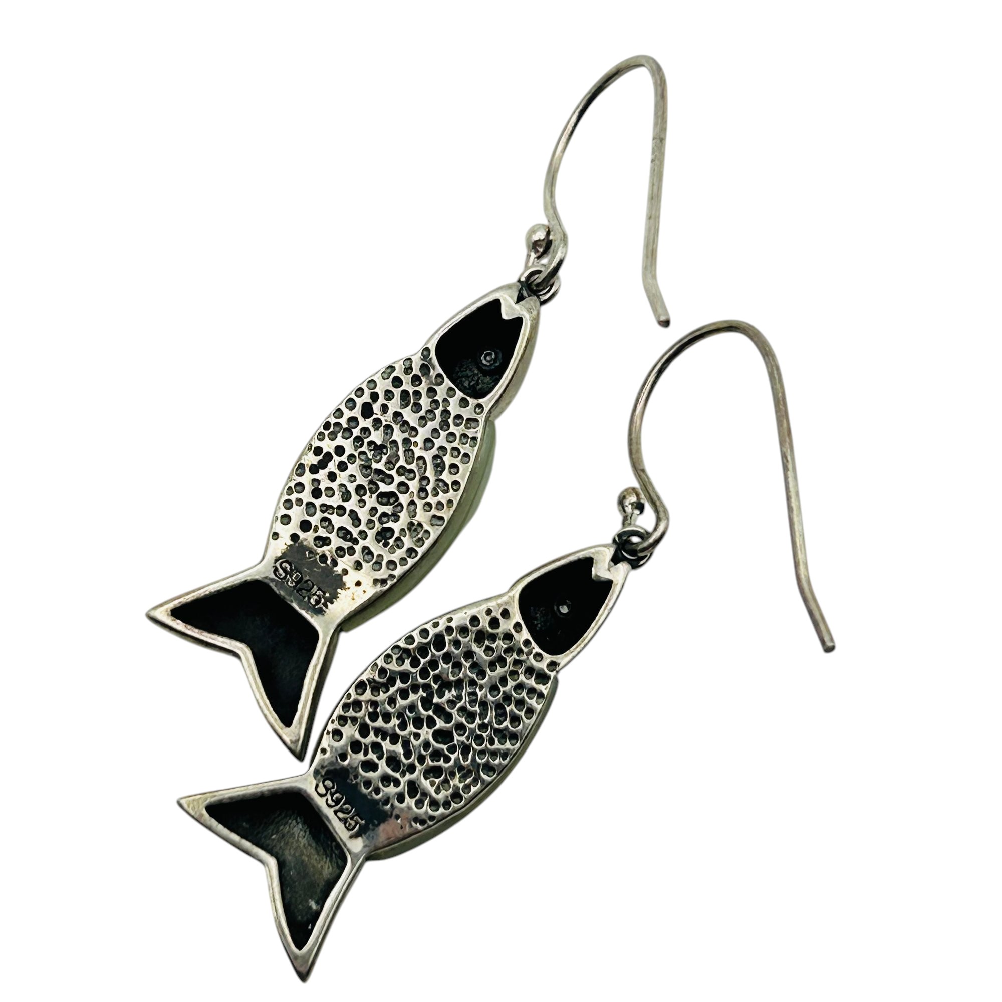 Sterling Jade Fish Earrings