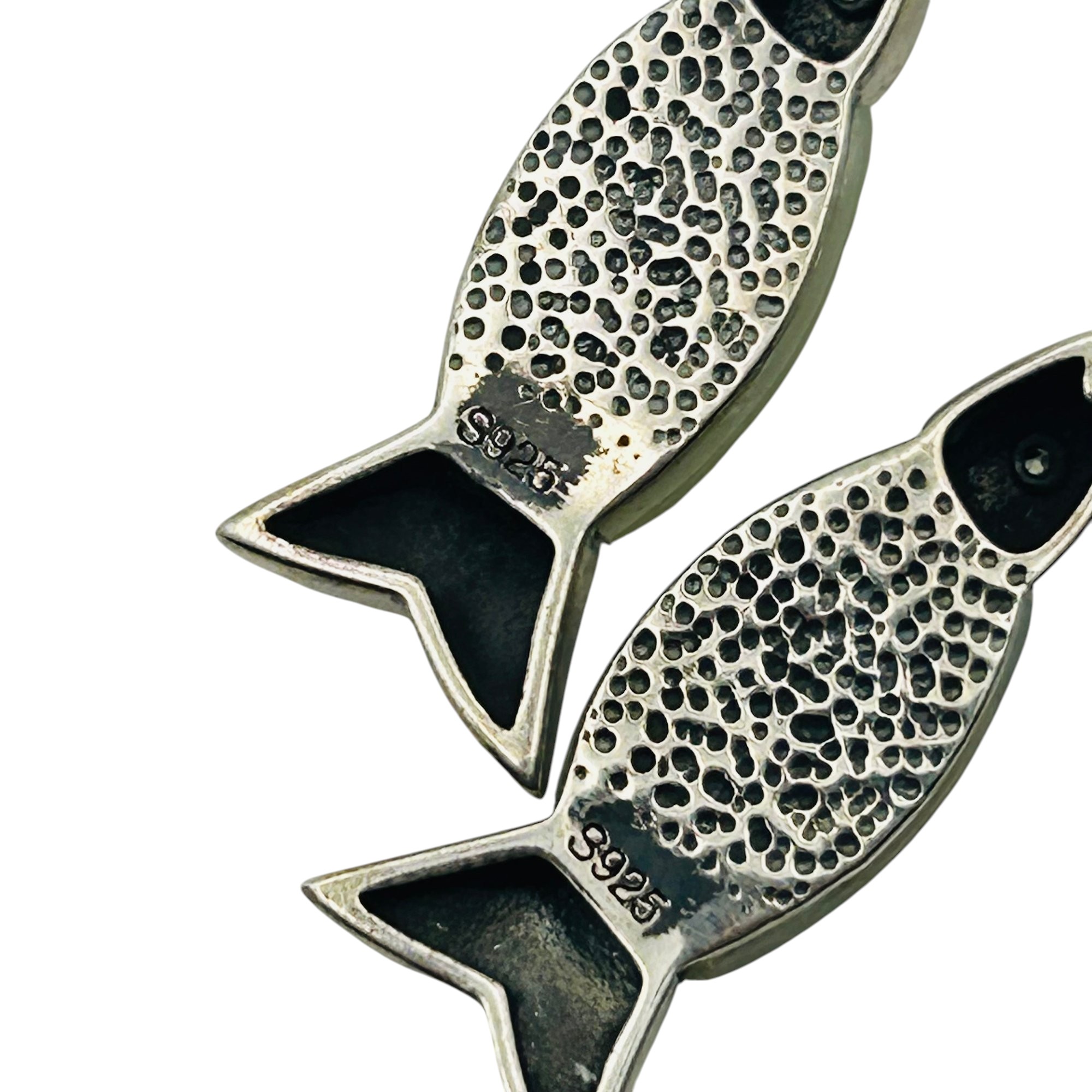 Sterling Jade Fish Earrings