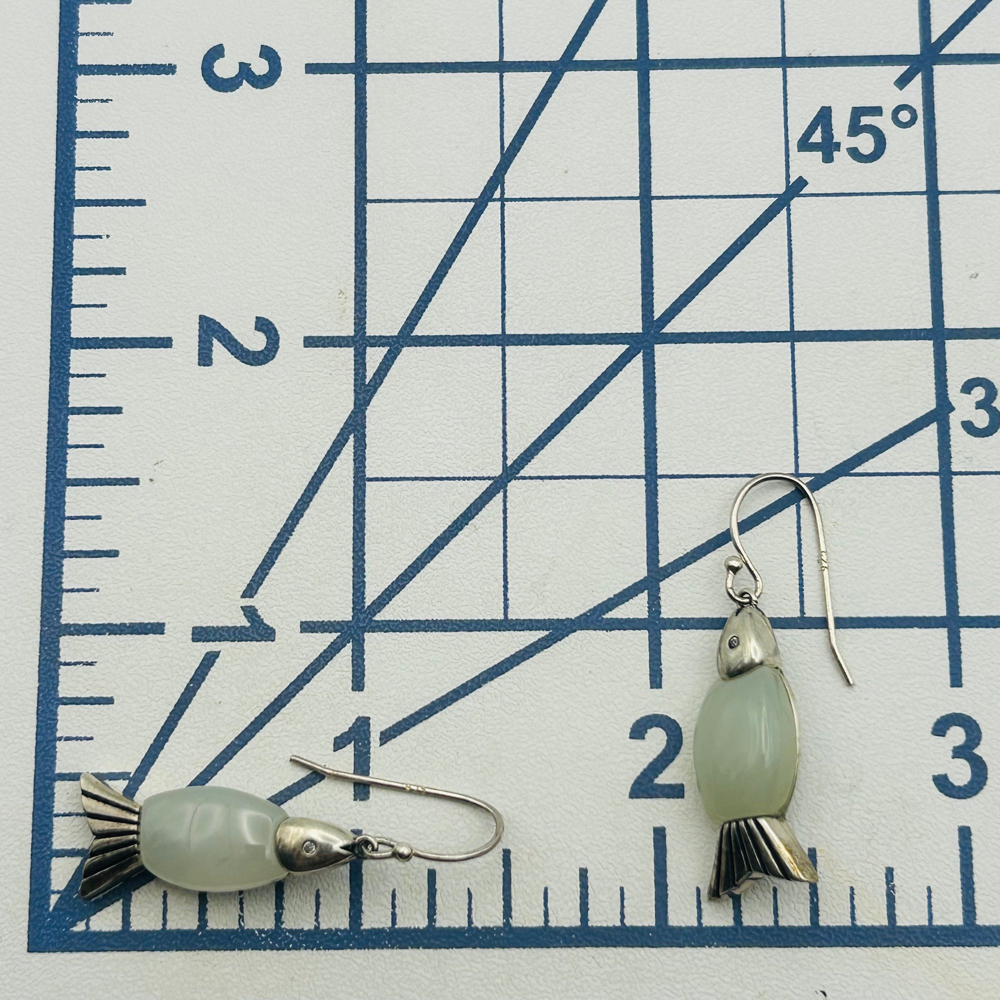 Sterling Jade Fish Earrings