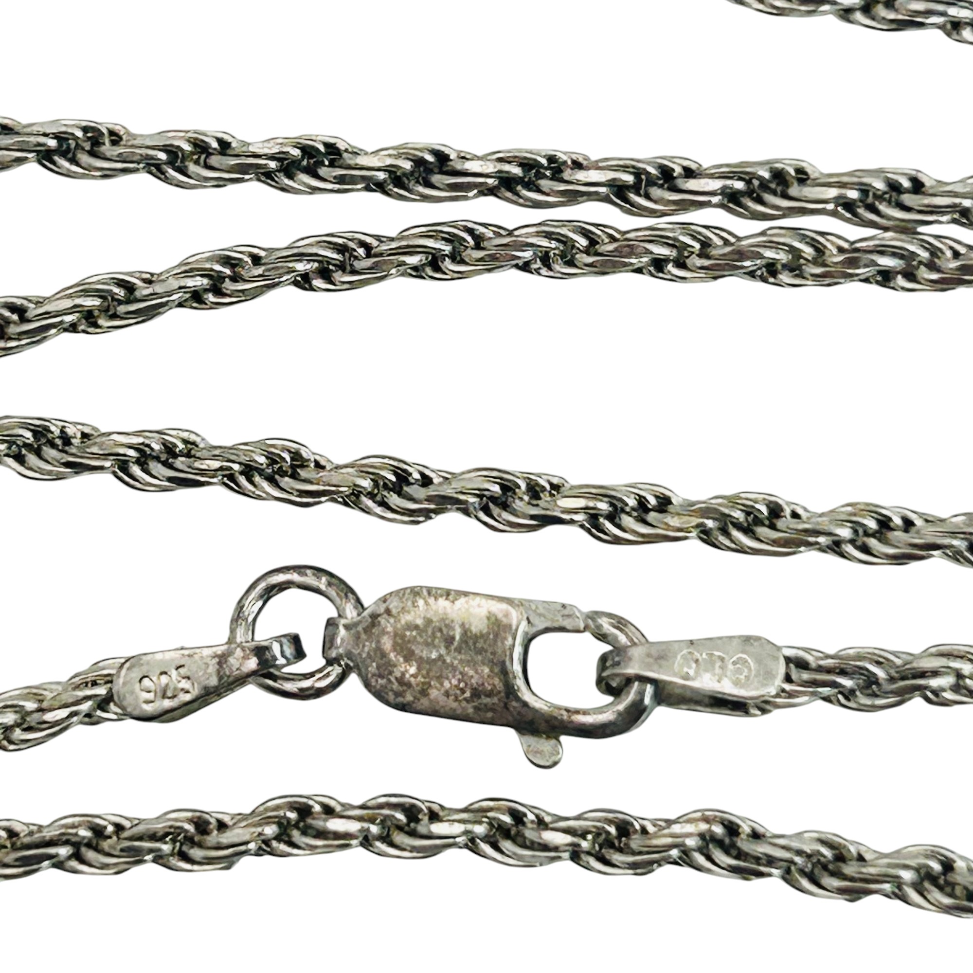 Signed Italy Sterling Rope Chain Necklace