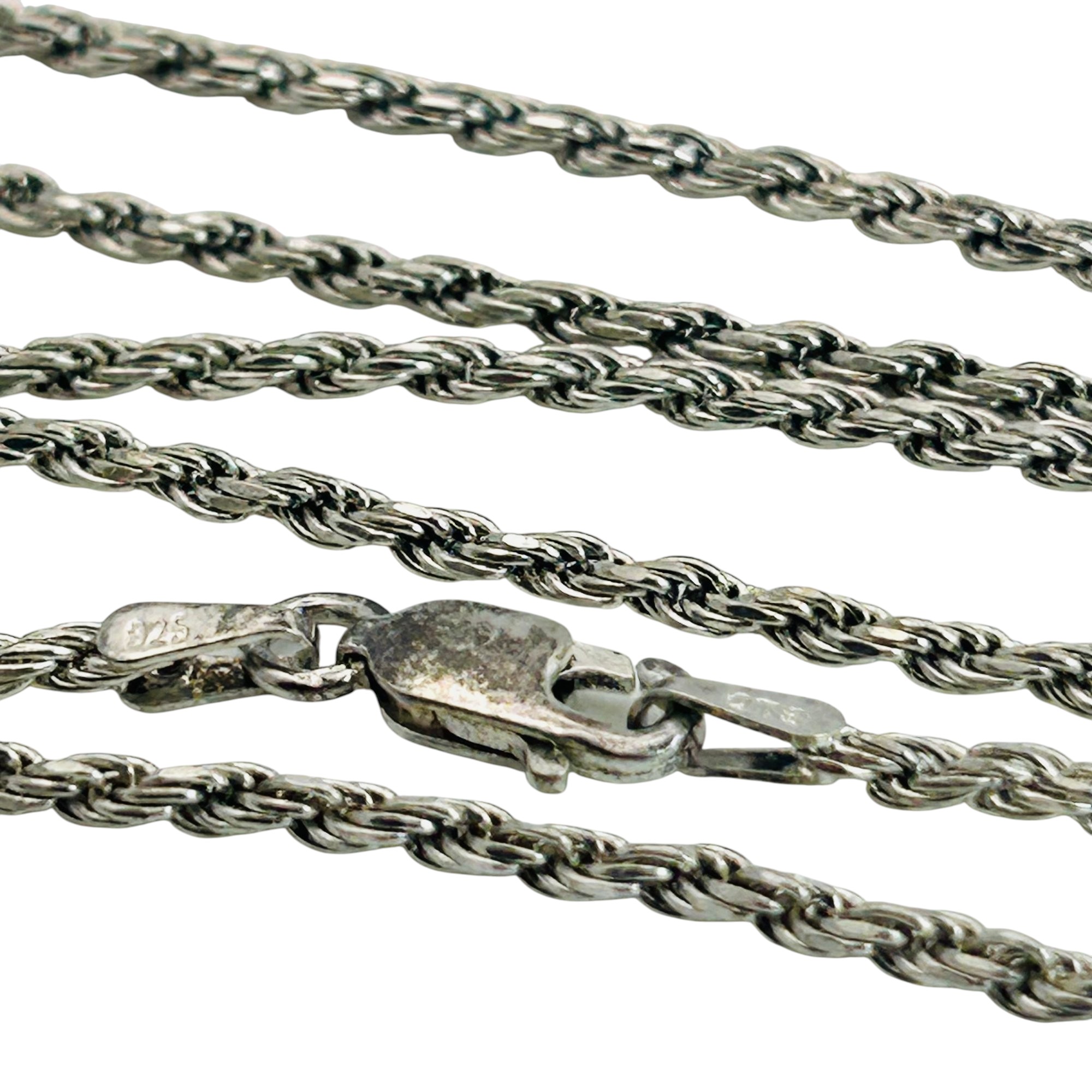 Signed Italy Sterling Rope Chain Necklace