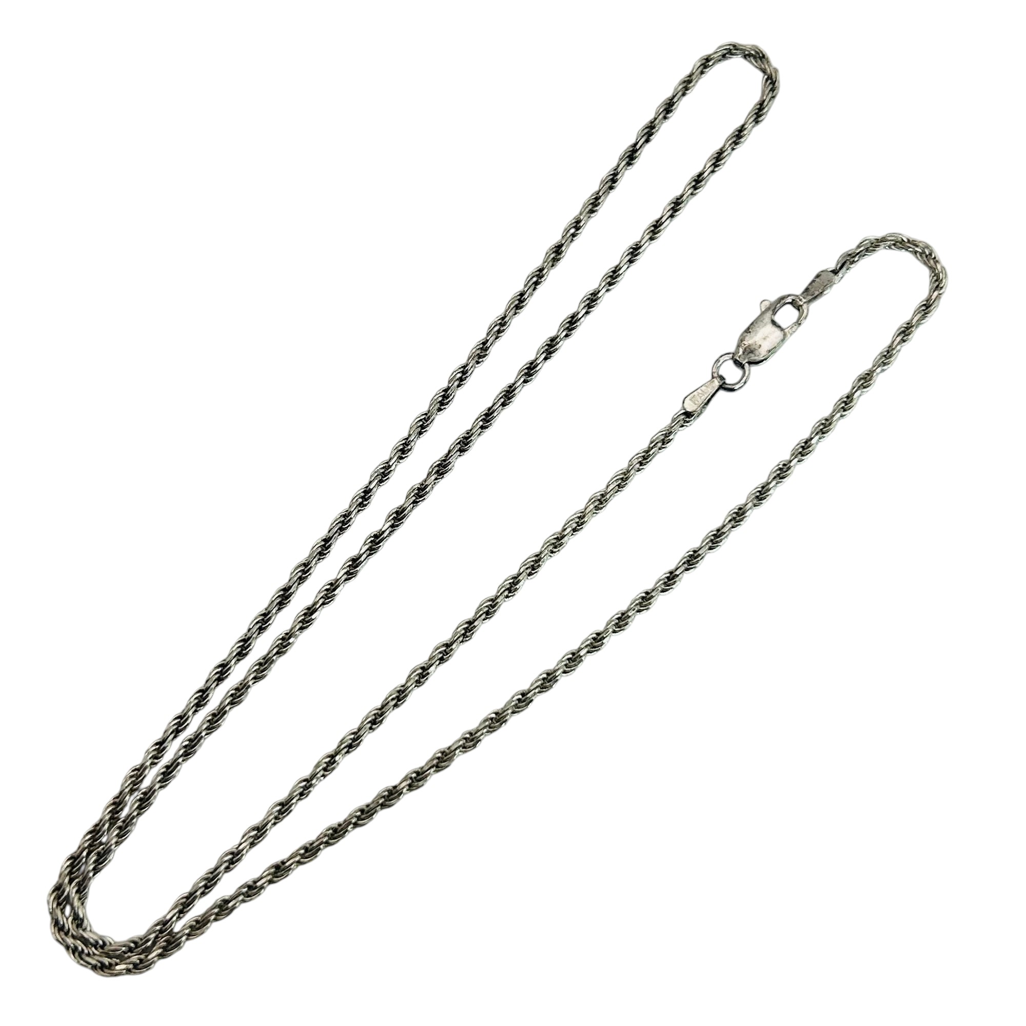 Signed Italy Sterling Rope Chain Necklace