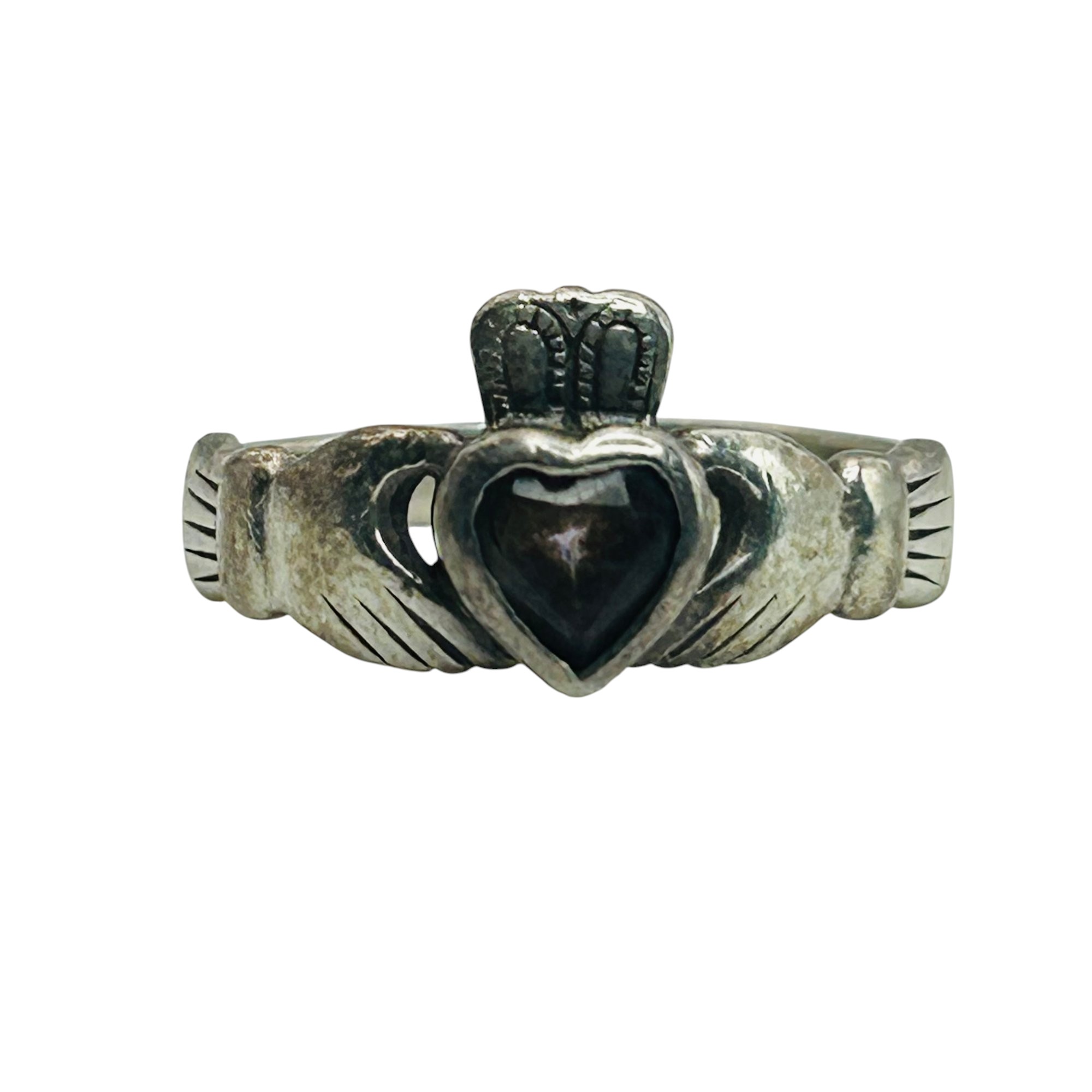 Sterling Amethyst Claddagh Ring Sz 4
