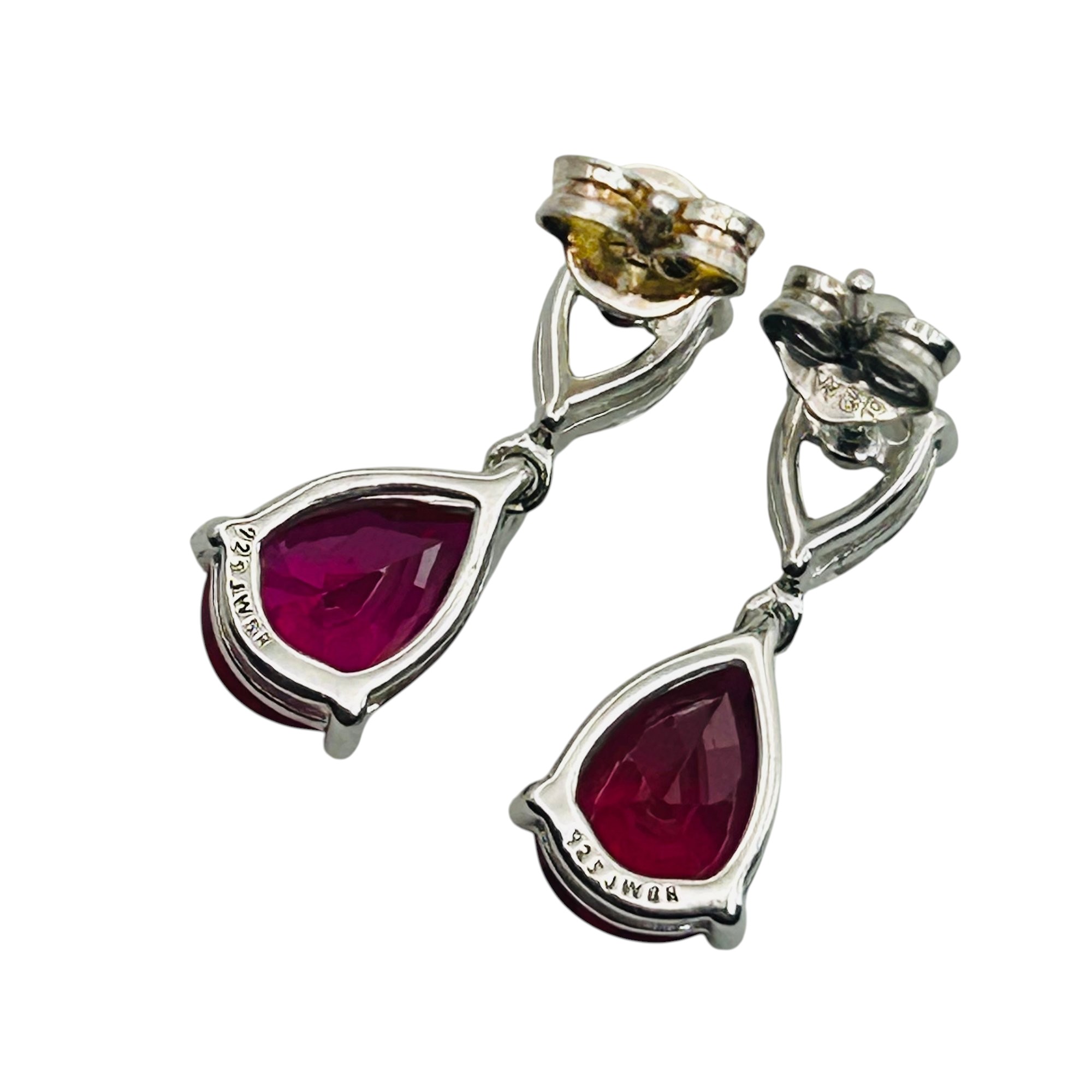 Signed JWBR Sterling Ruby Topaz Earrings