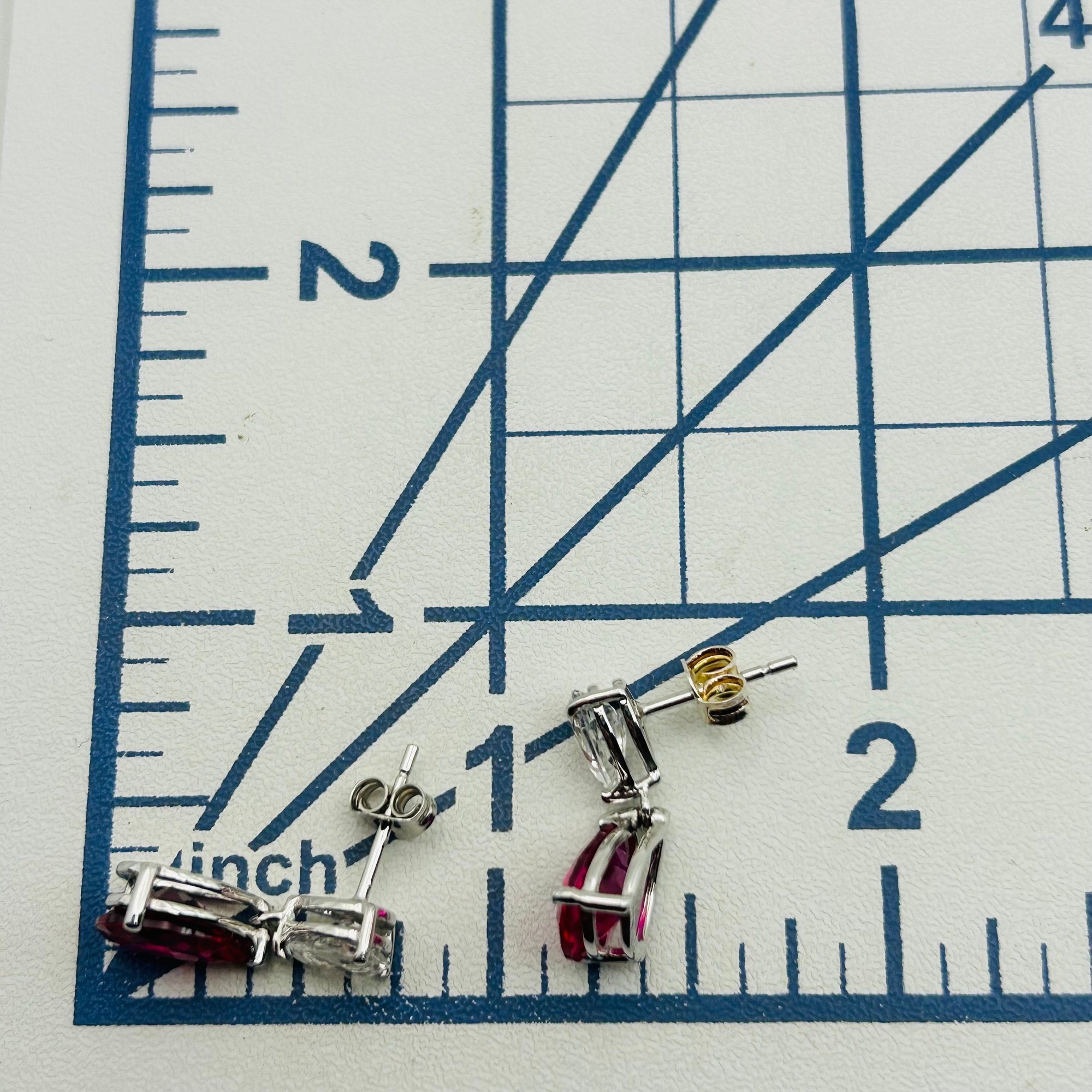 Signed JWBR Sterling Ruby Topaz Earrings