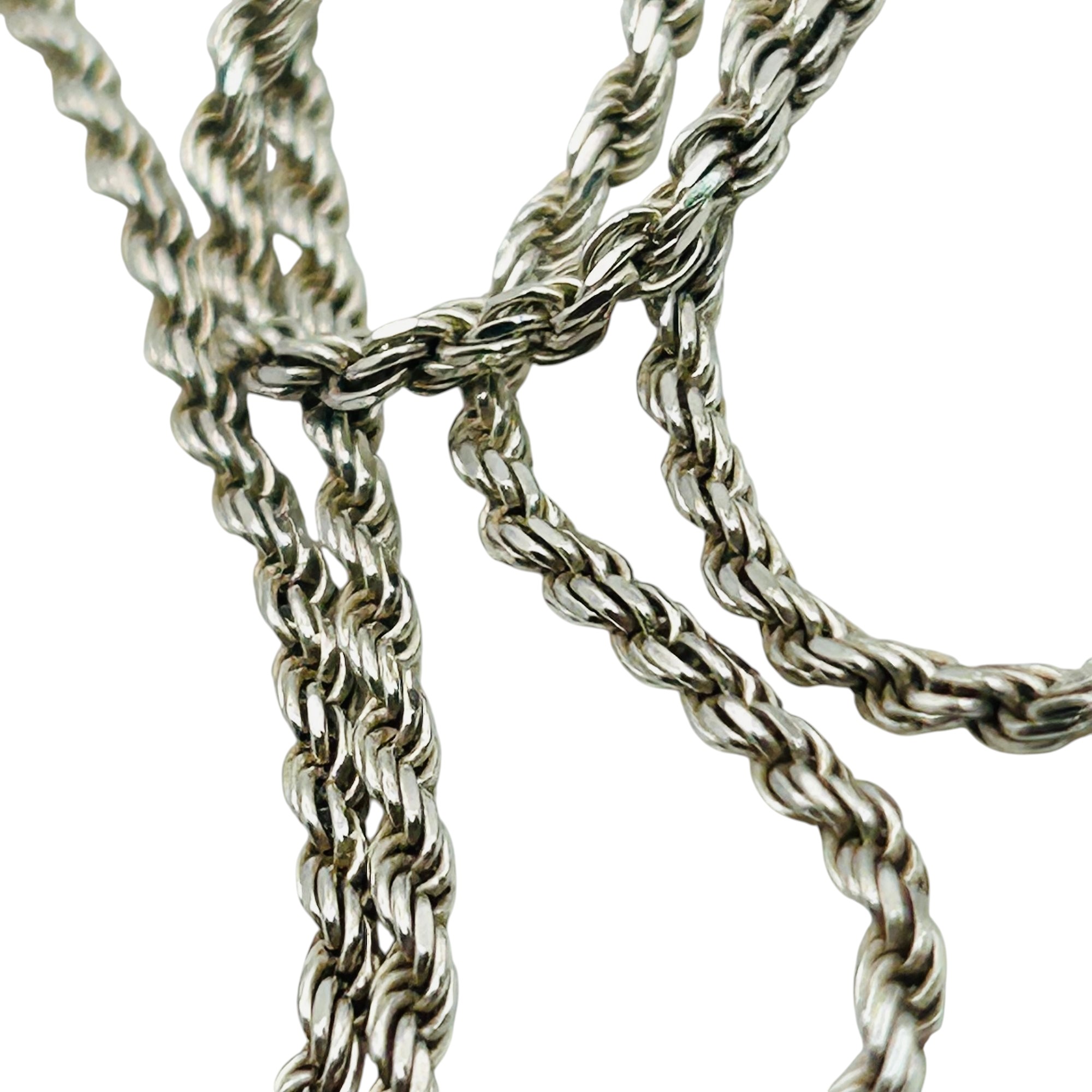 Signed Italy Sterling Rope Chain Necklace