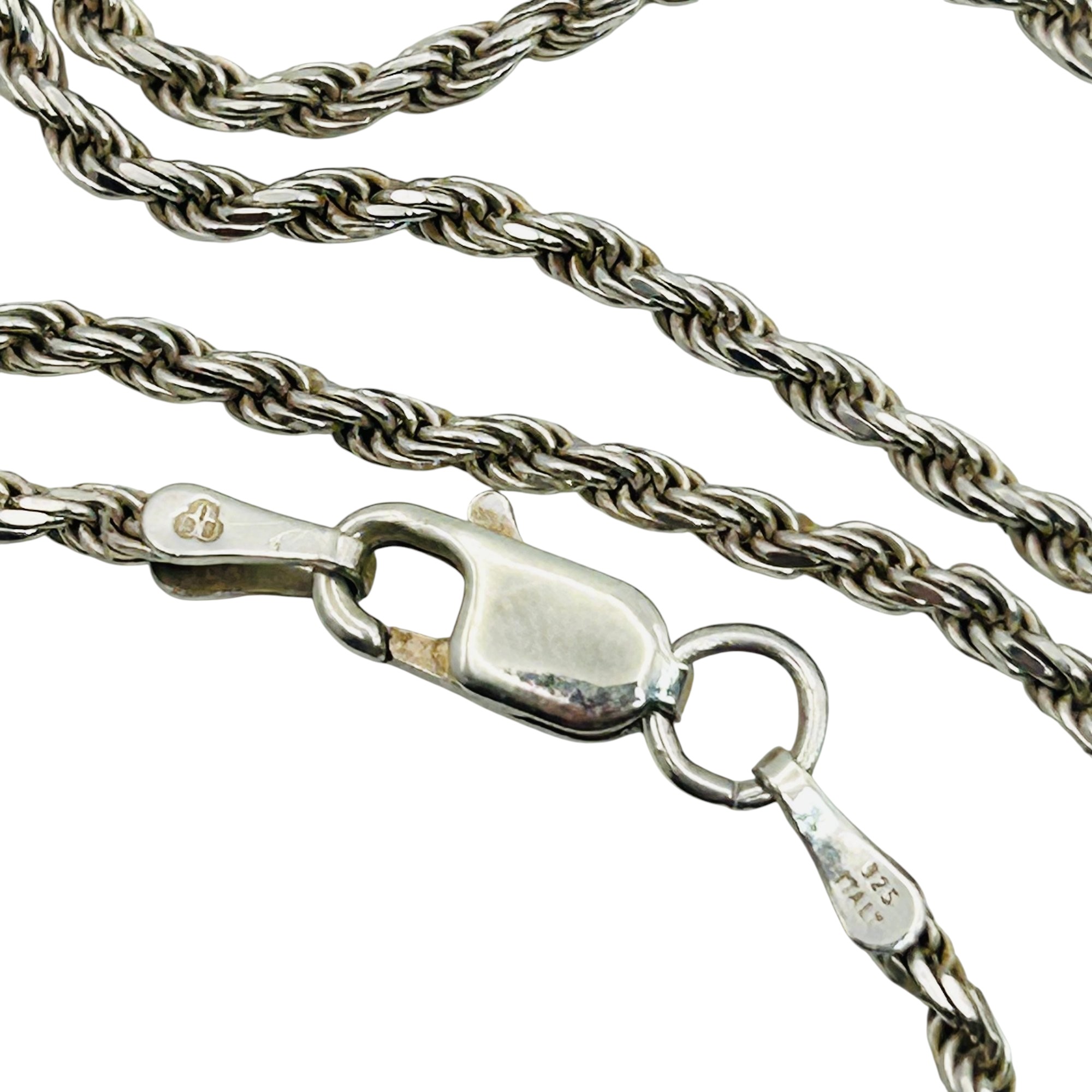 Signed Italy Sterling Rope Chain Necklace