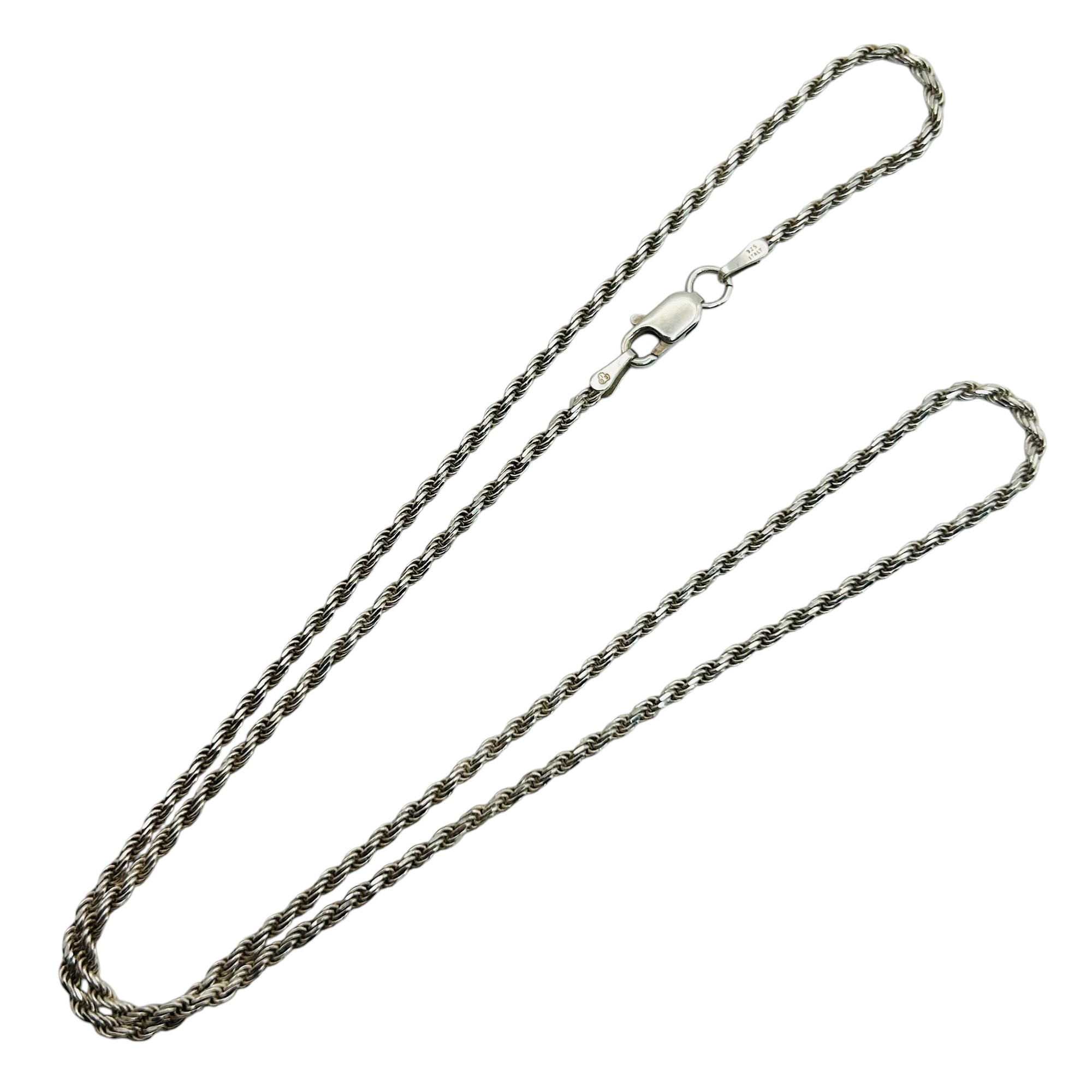Signed Italy Sterling Rope Chain Necklace