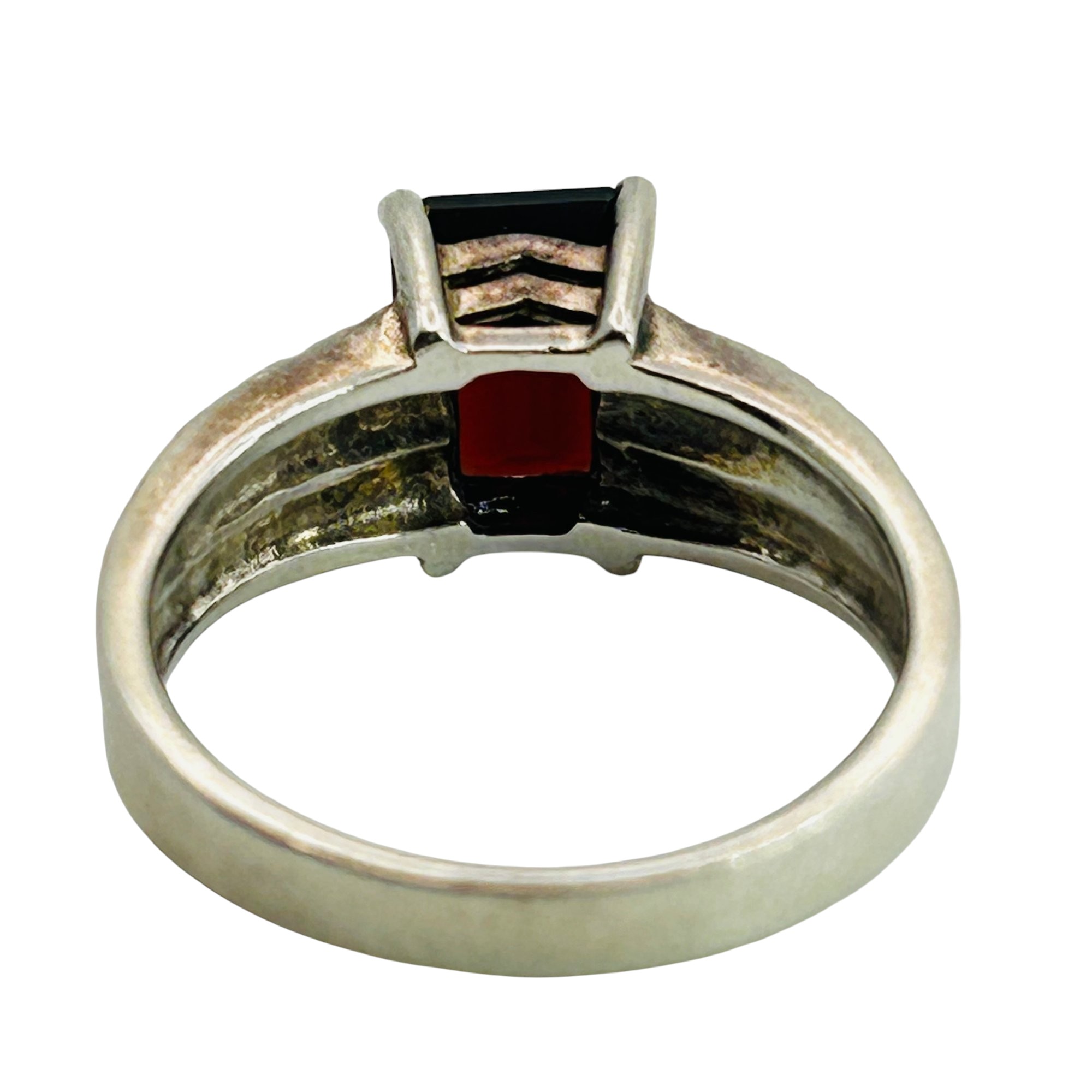 Sterling Garnet Marcasite Ring Sz 9
