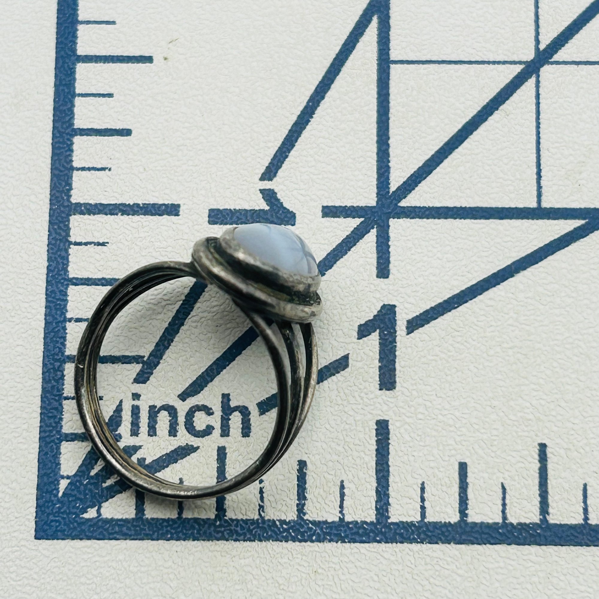 Sterling Lace Agate Ring Sz 6