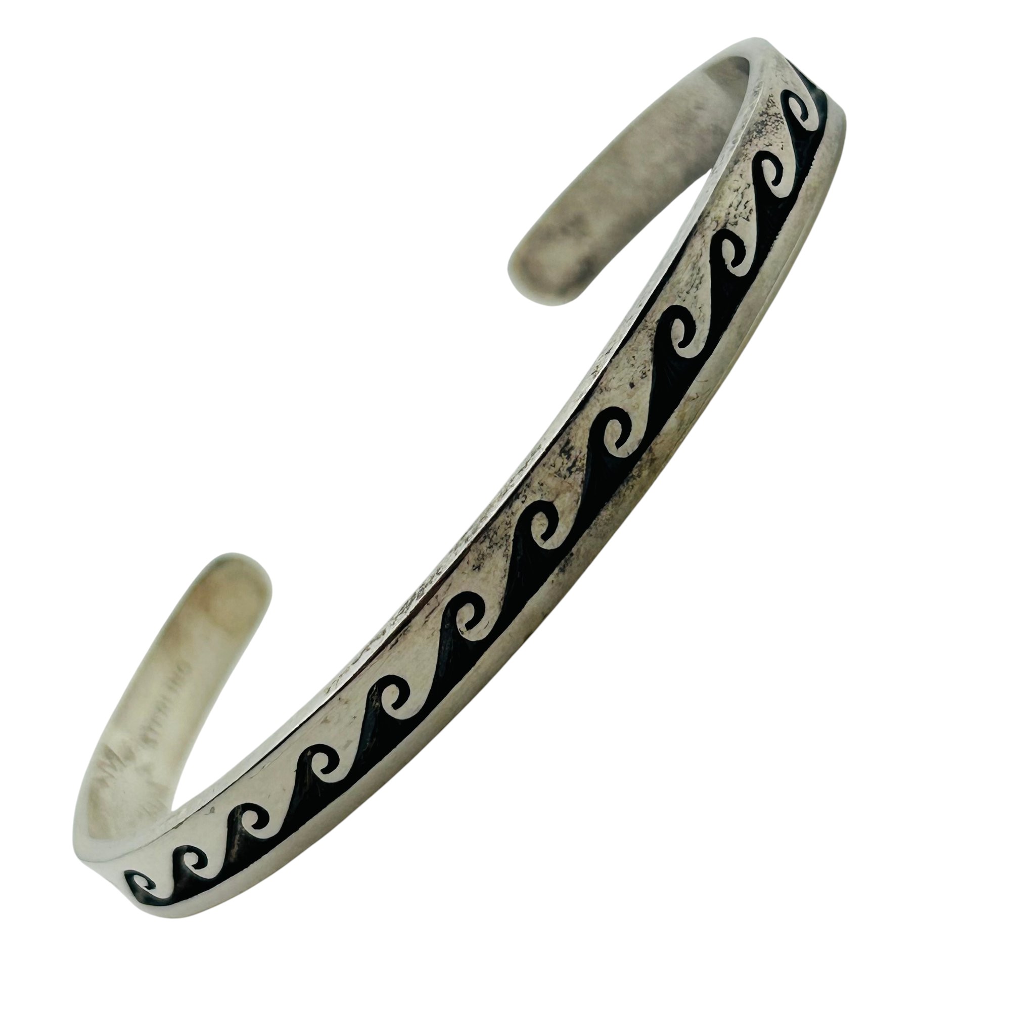 Signed Sterling Wave Cuff Bracelet