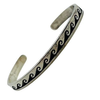 Signed Sterling Wave Cuff Bracelet. Signed Sterling wave cuff bracelet 11.7g | signed Pictomark