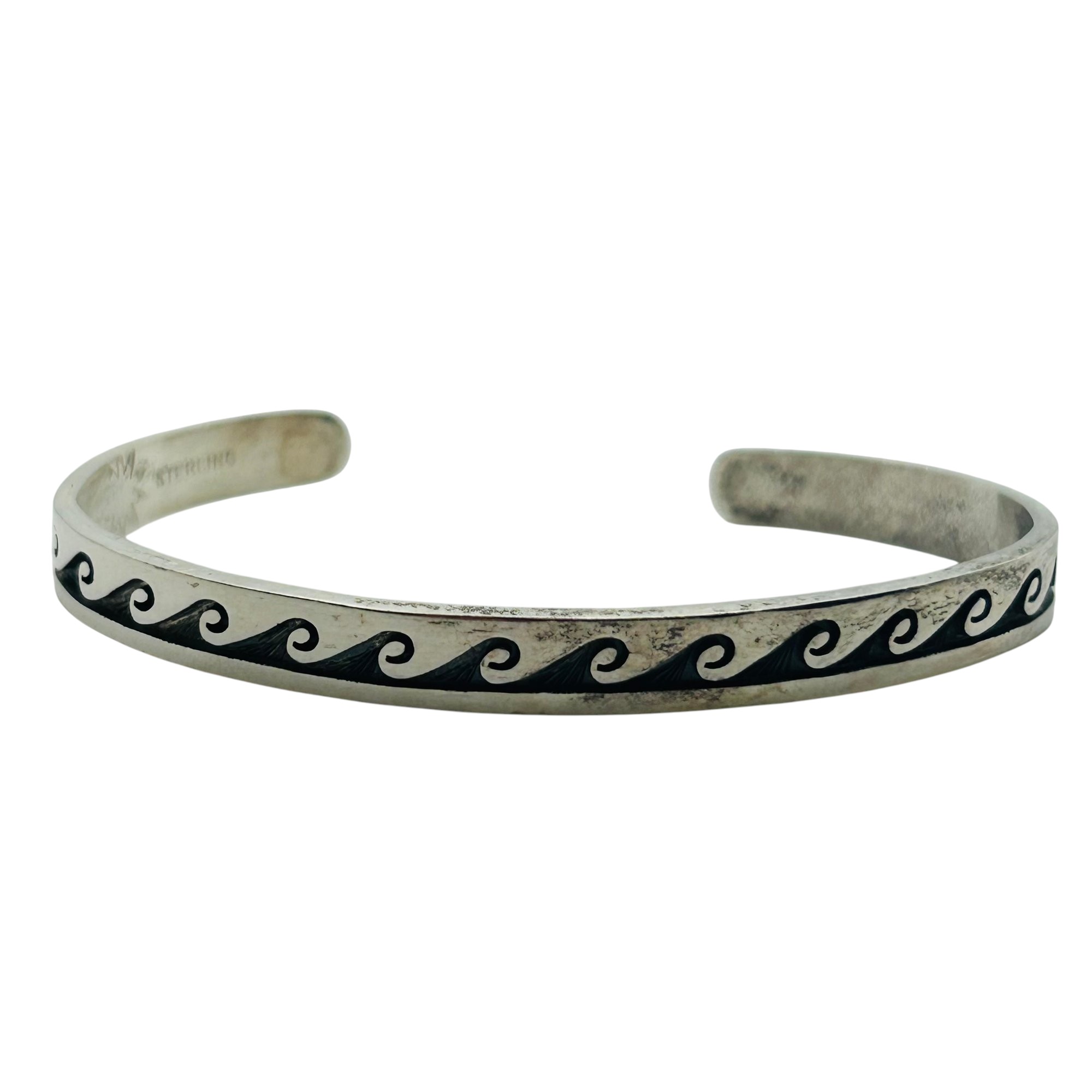 Signed Sterling Wave Cuff Bracelet