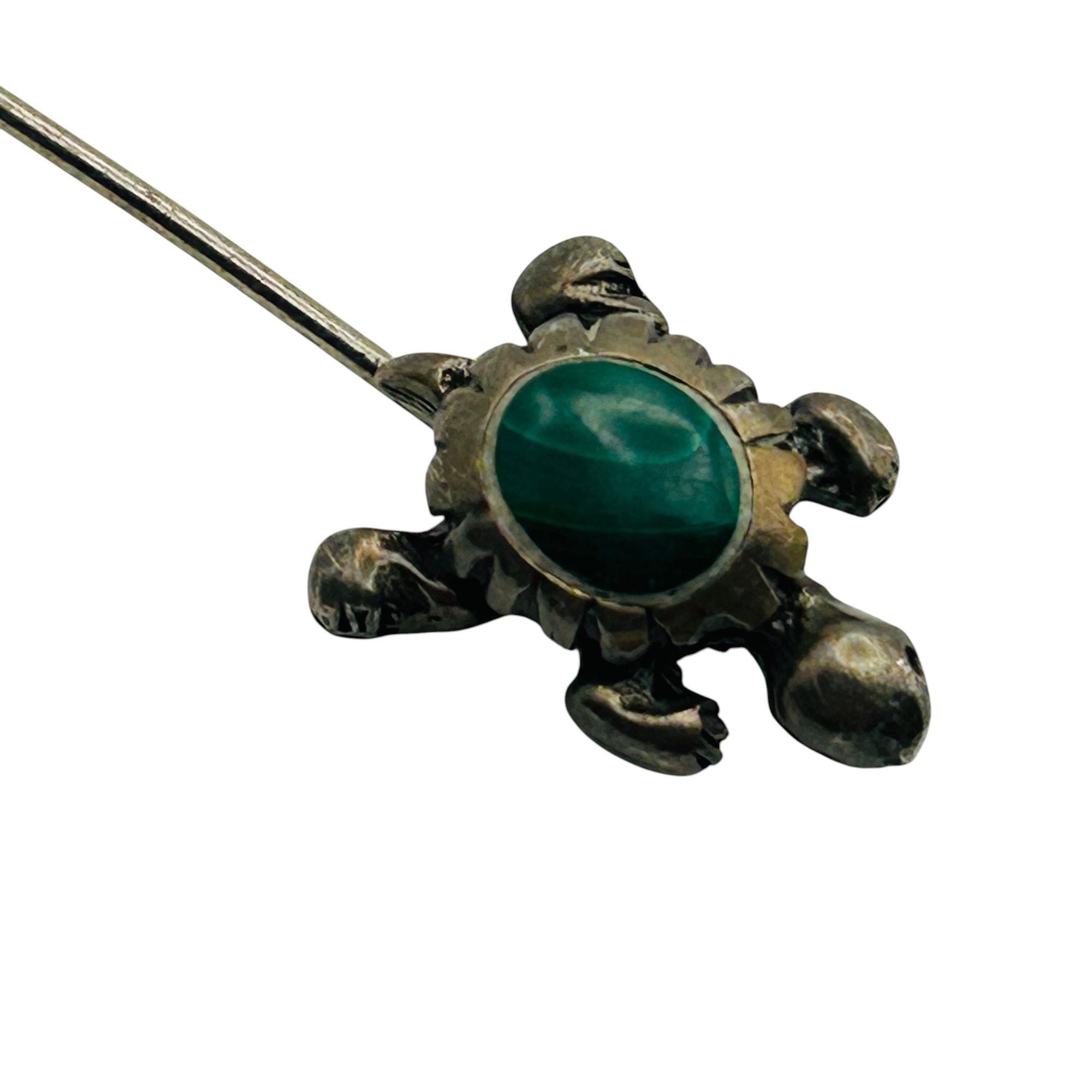 Sterling Malachite Turtle Pin