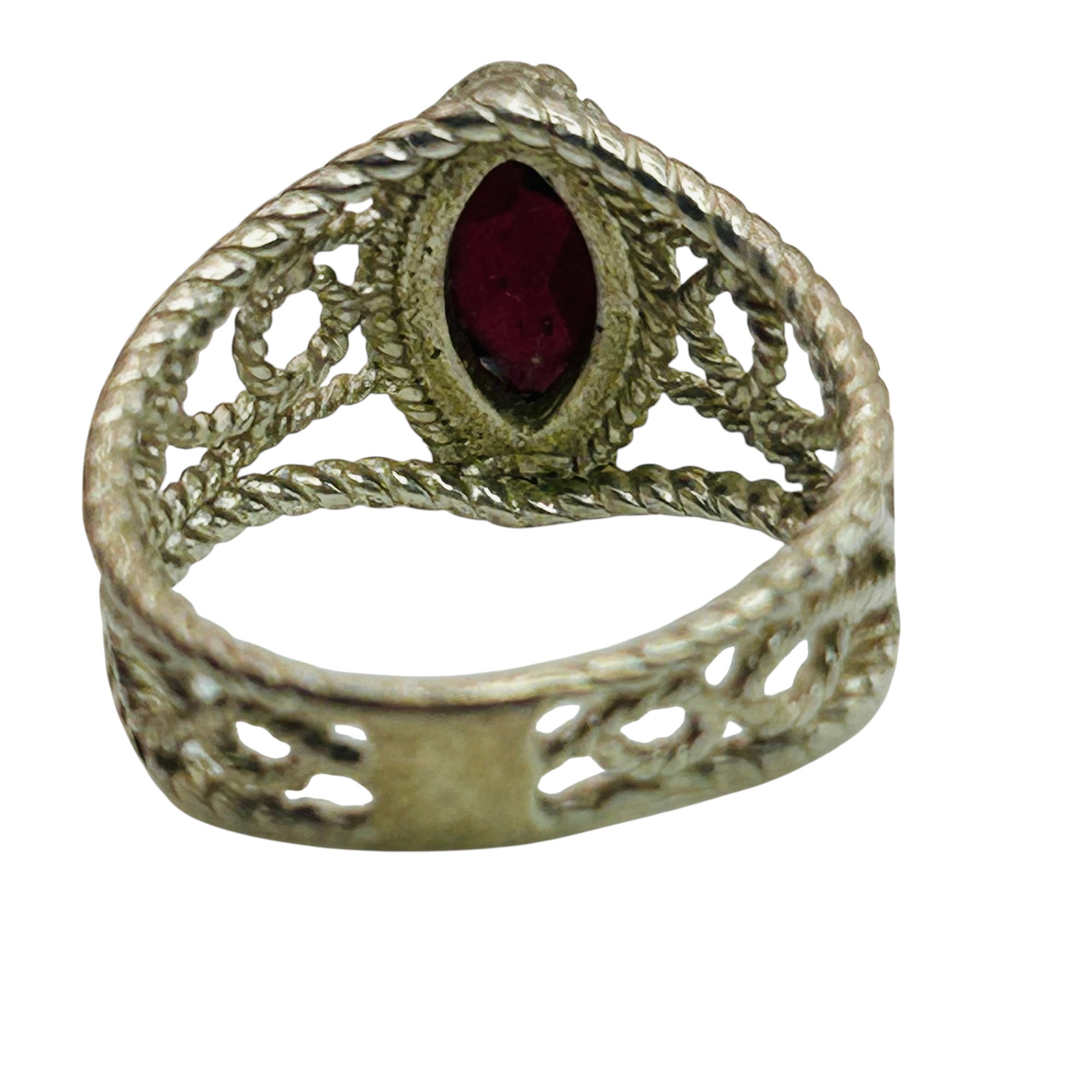 Signed Sterling Garnet Ring Sz 6