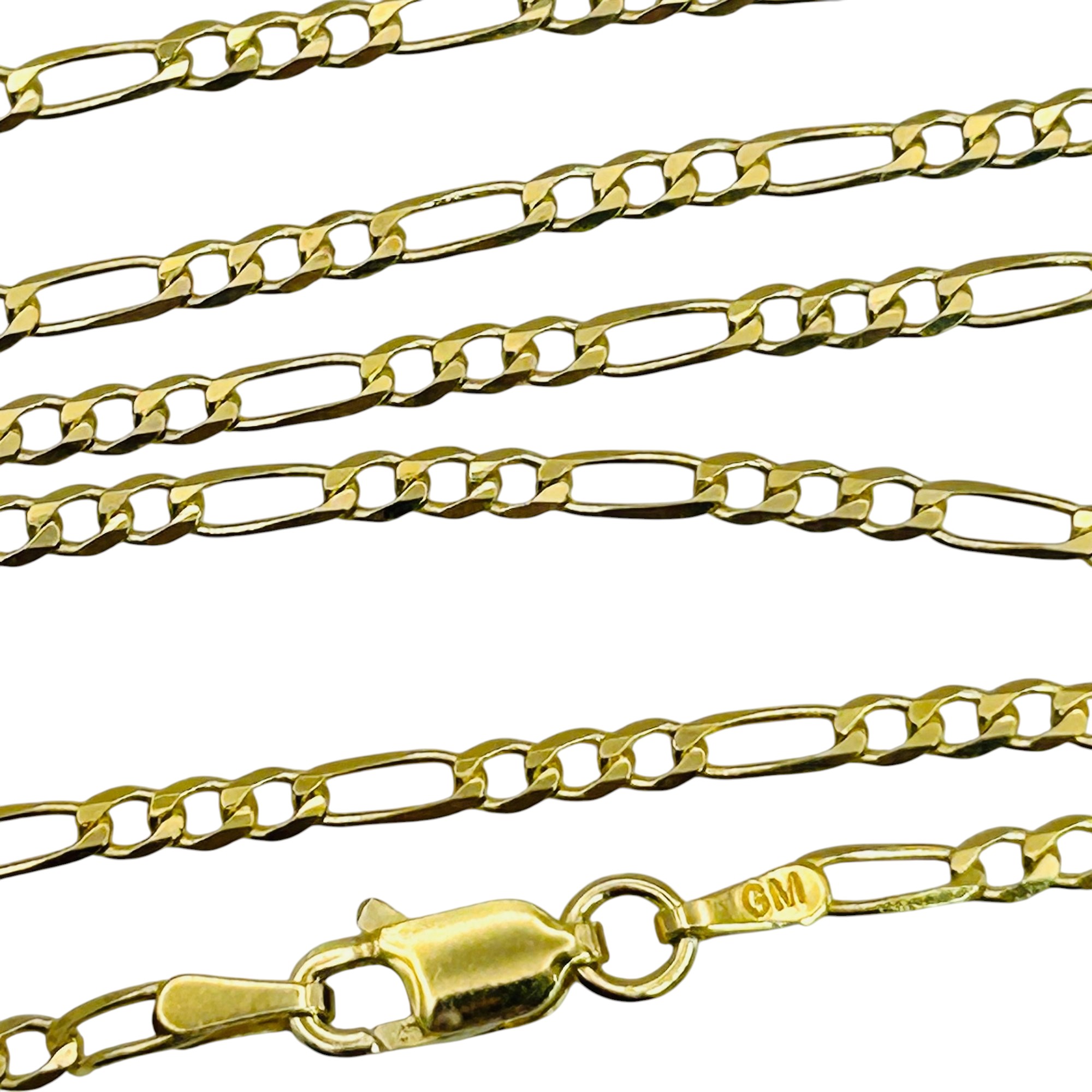 Signed Italy Sterling Figaro Chain Necklace