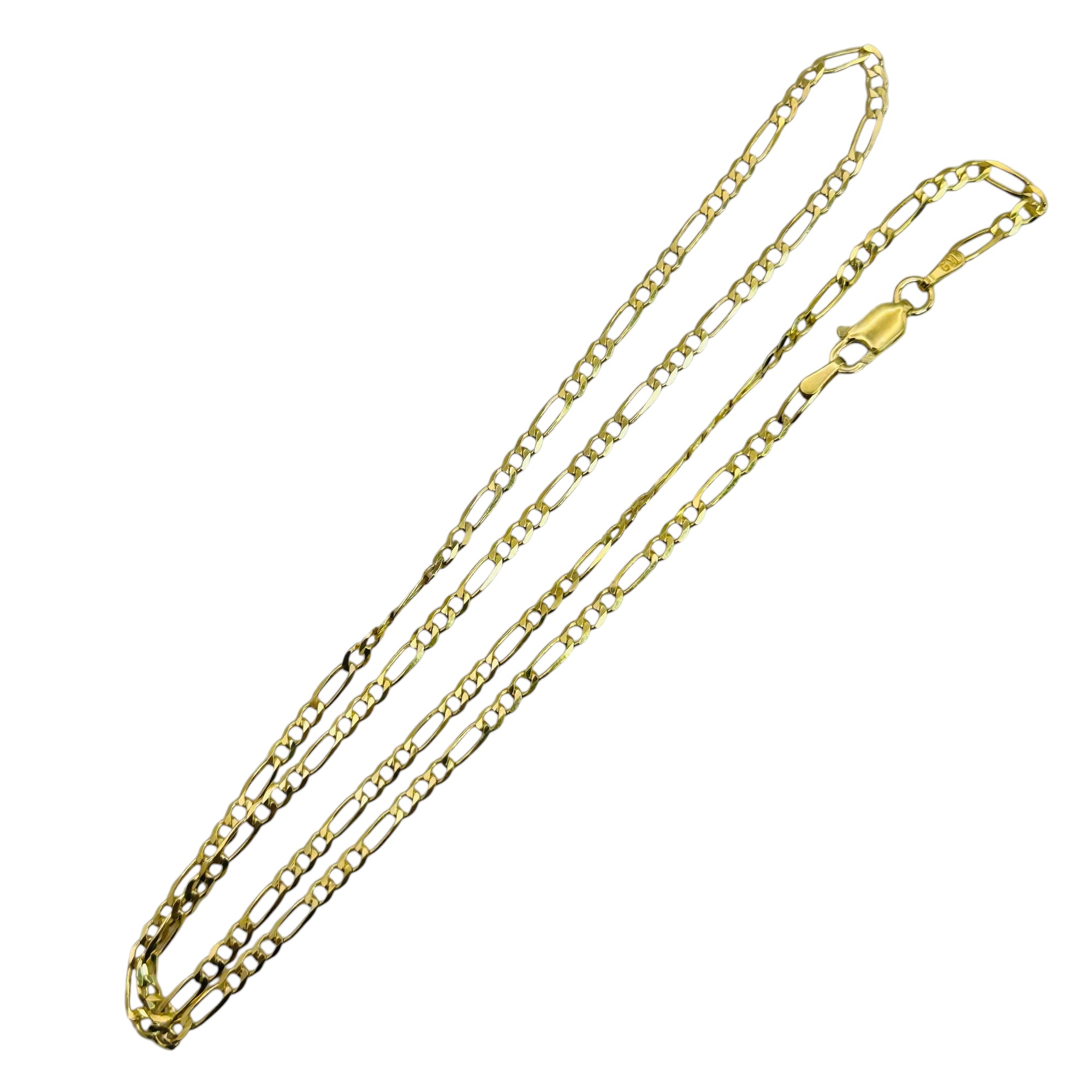 Signed Italy Sterling Figaro Chain Necklace