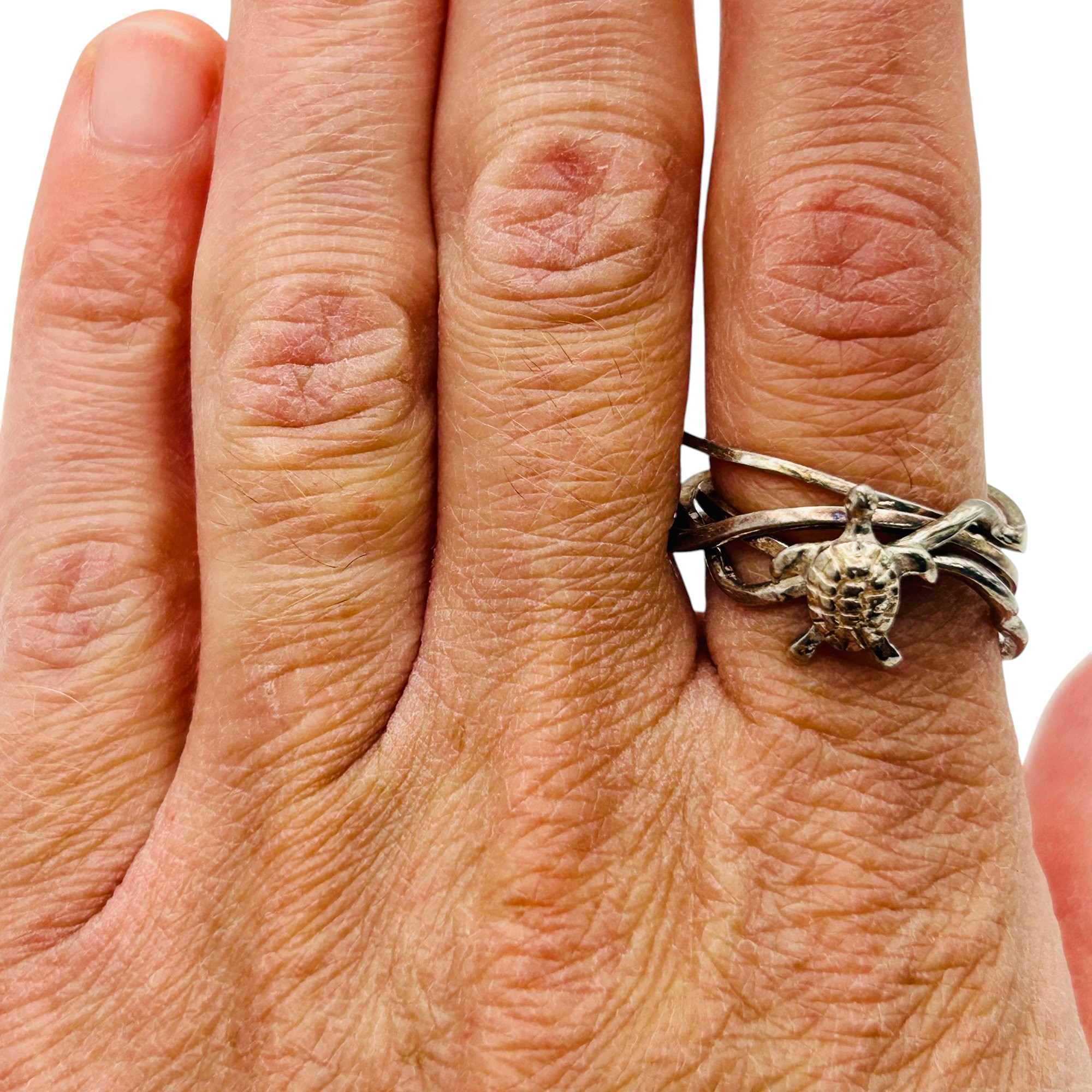Sterling Multi Band Turtle Ring Sz 7