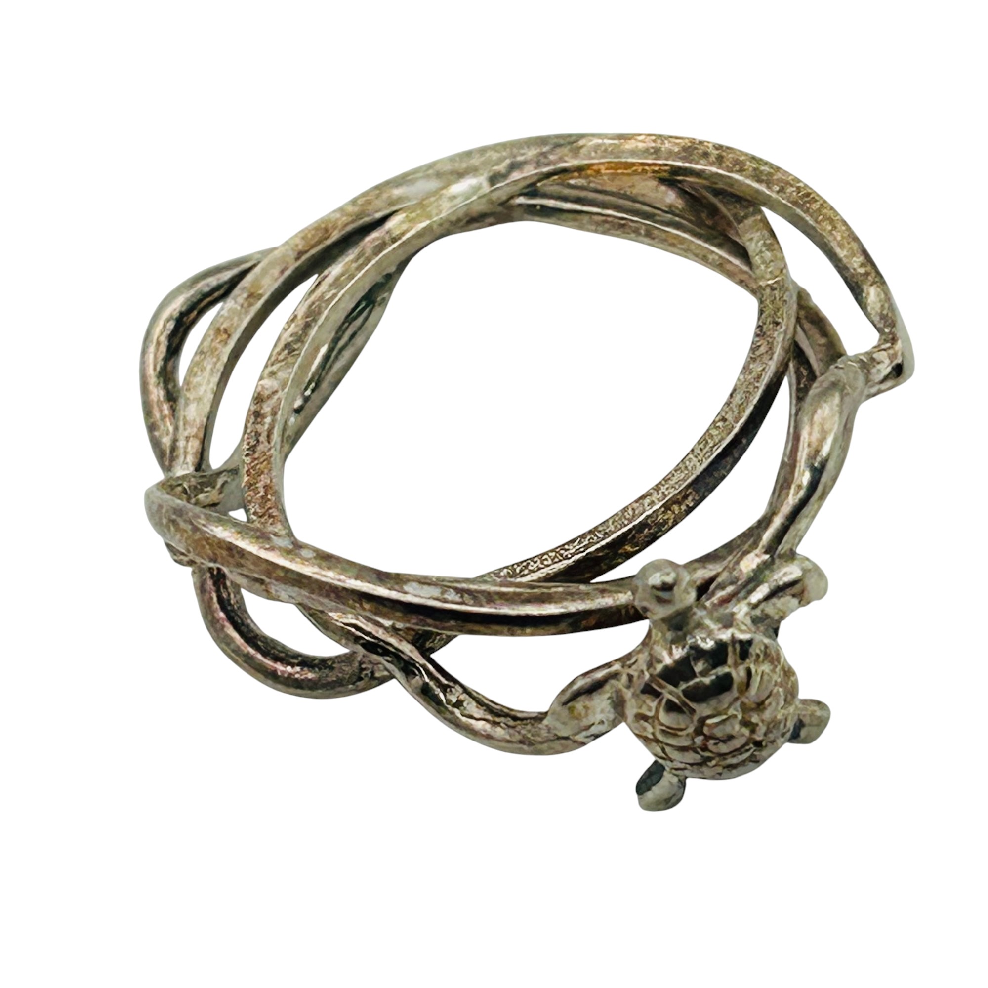 Sterling Multi Band Turtle Ring Sz 7