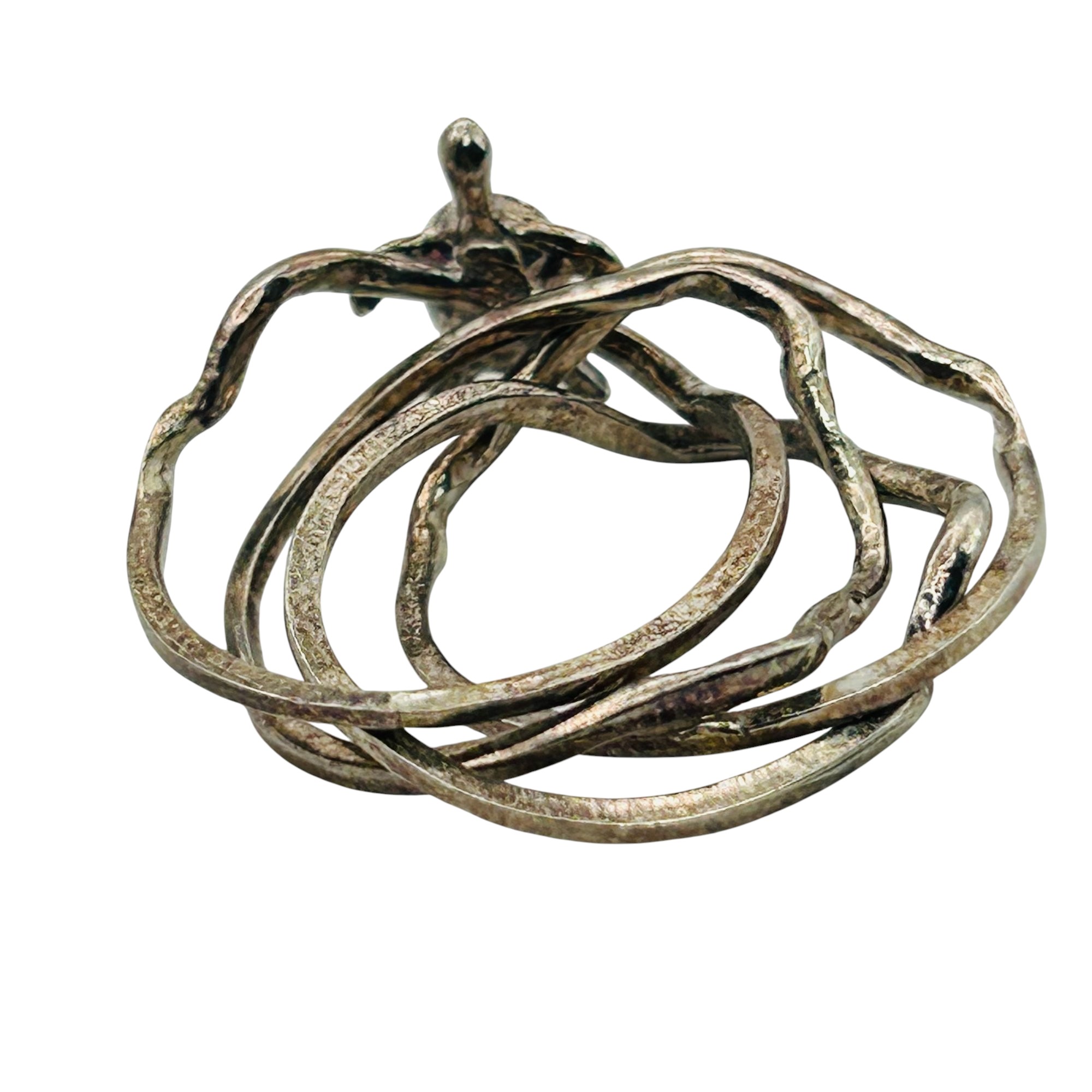 Sterling Multi Band Turtle Ring Sz 7