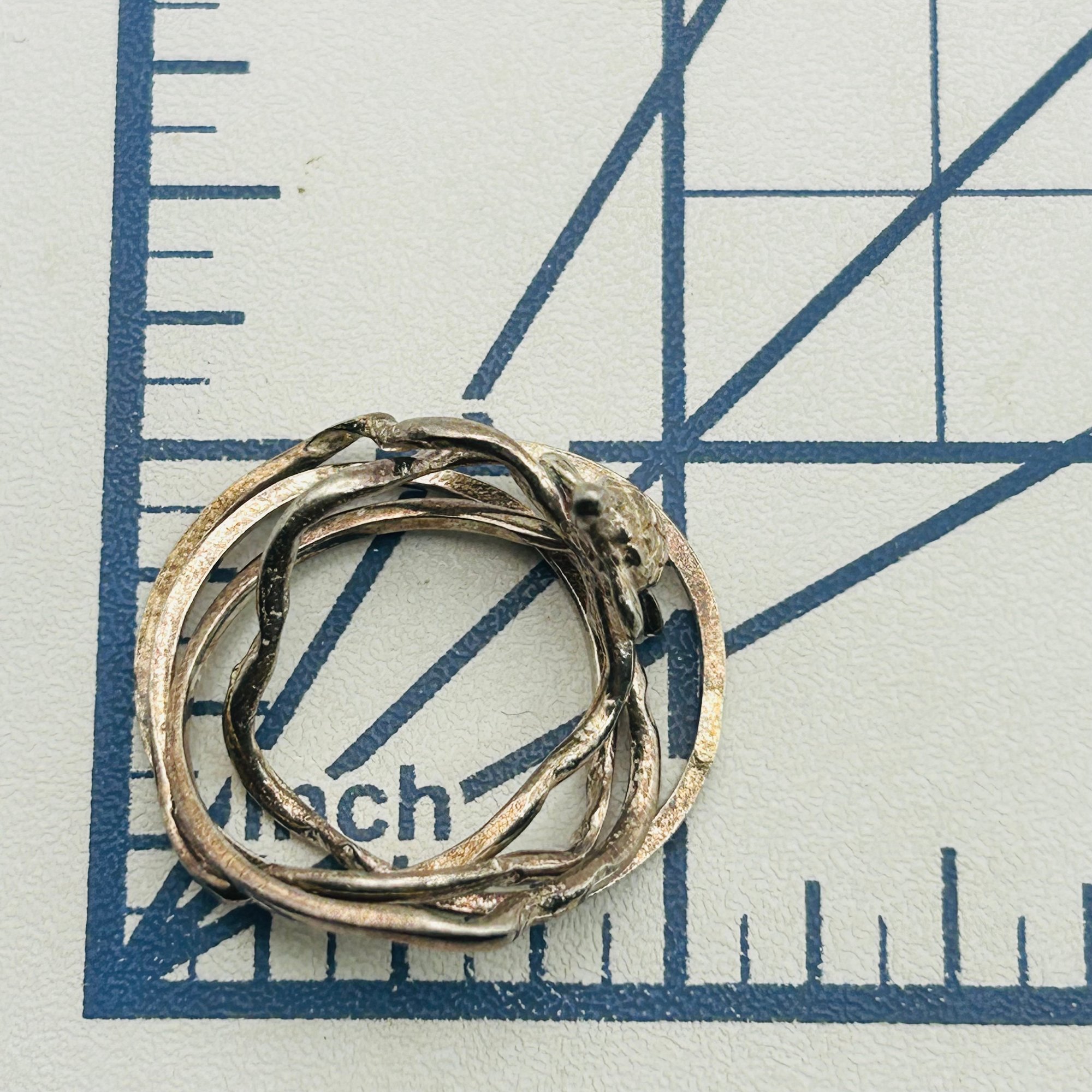 Sterling Multi Band Turtle Ring Sz 7