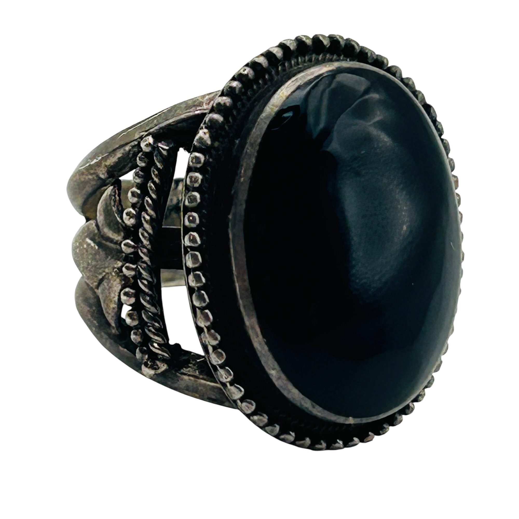 Sterling Onyx Ring Sz 10