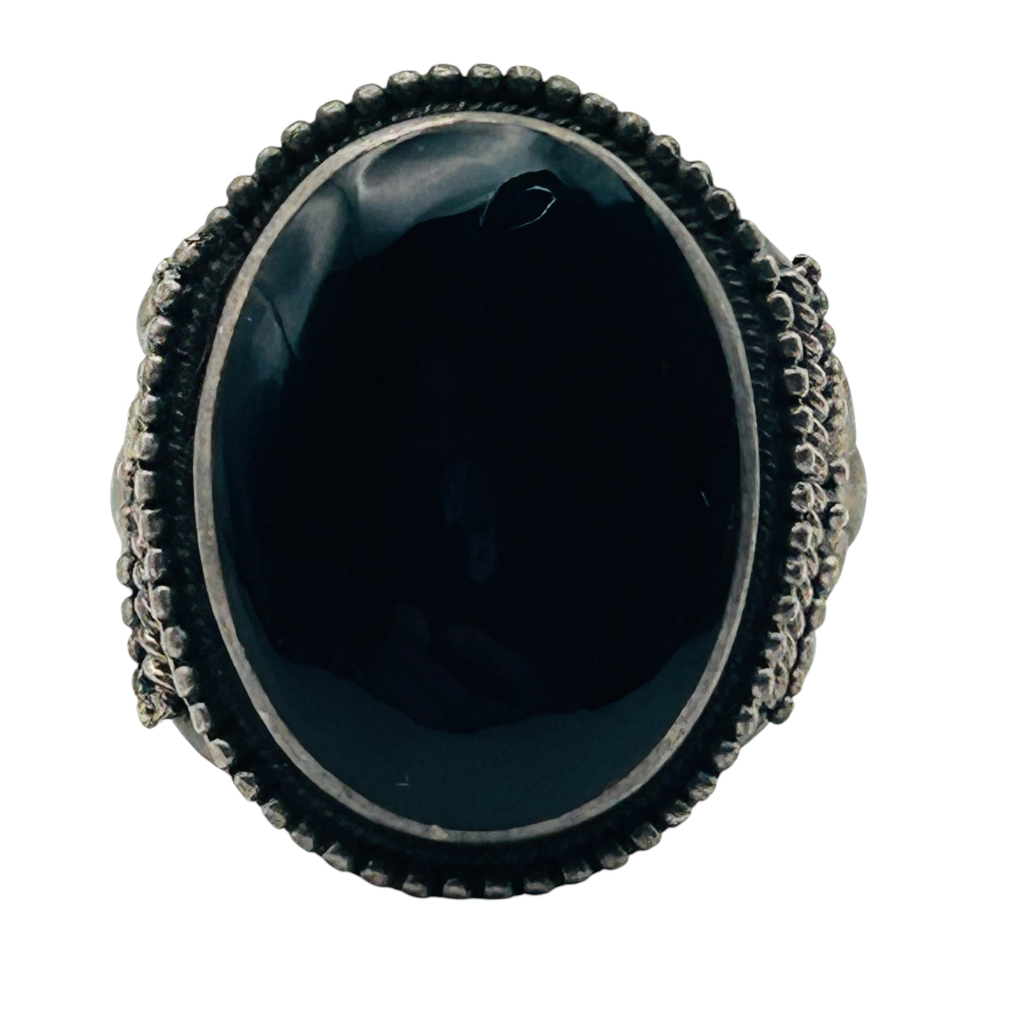 Sterling Onyx Ring Sz 10