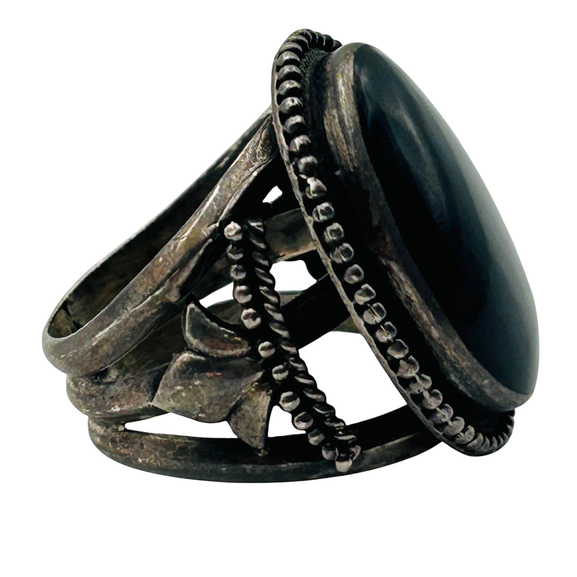 Sterling Onyx Ring Sz 10