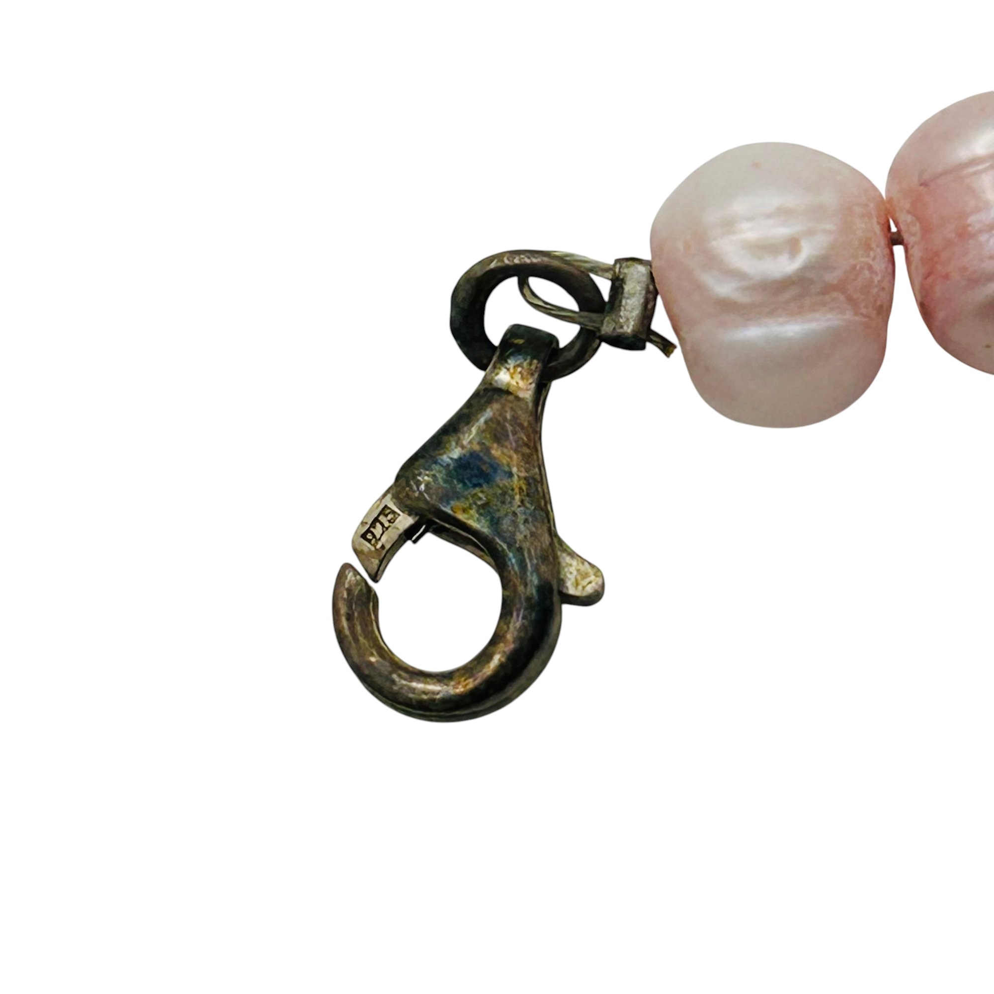 Sterling Dyed Pink Pearl Marcasite Necklace