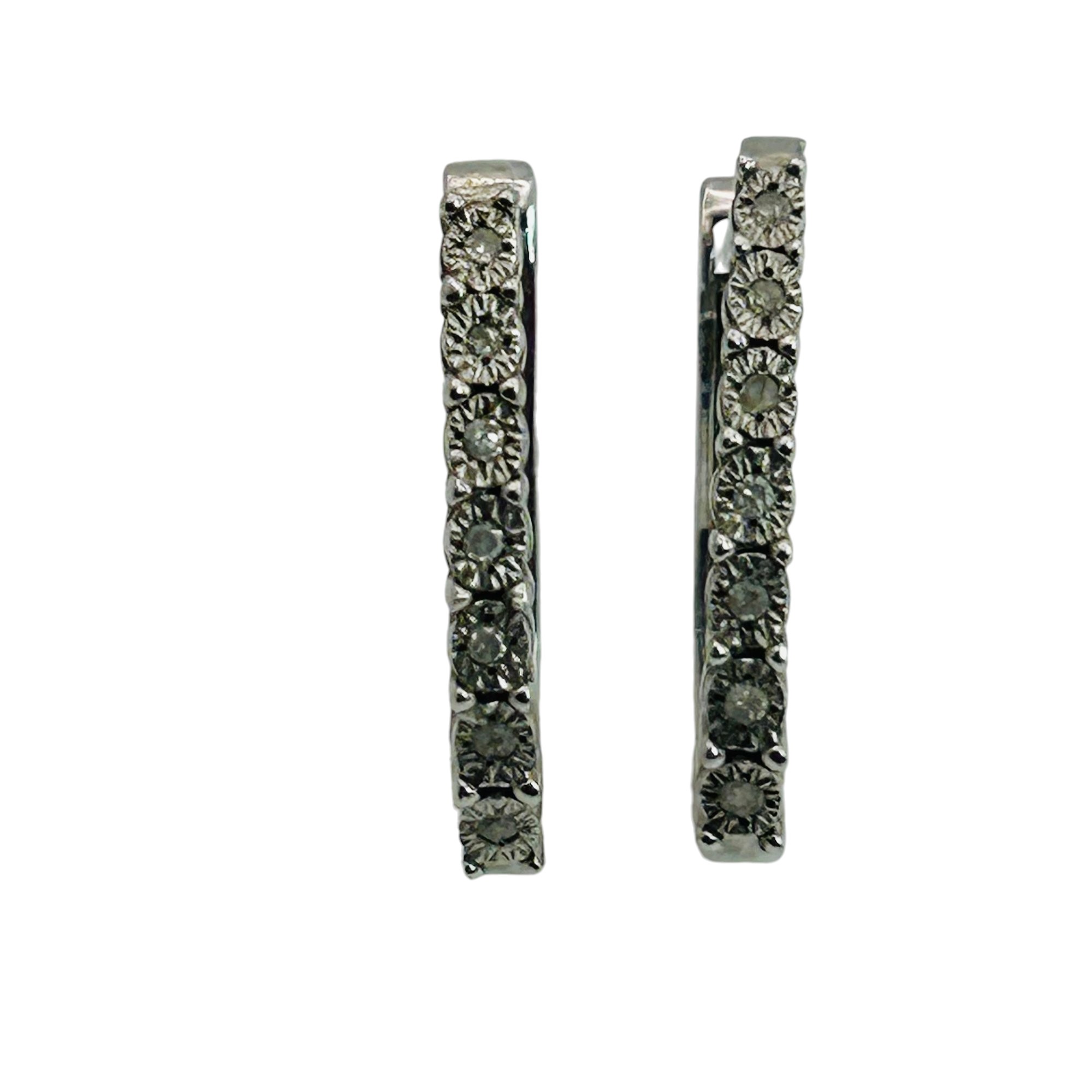 Signed Sterling Diamond Earrings