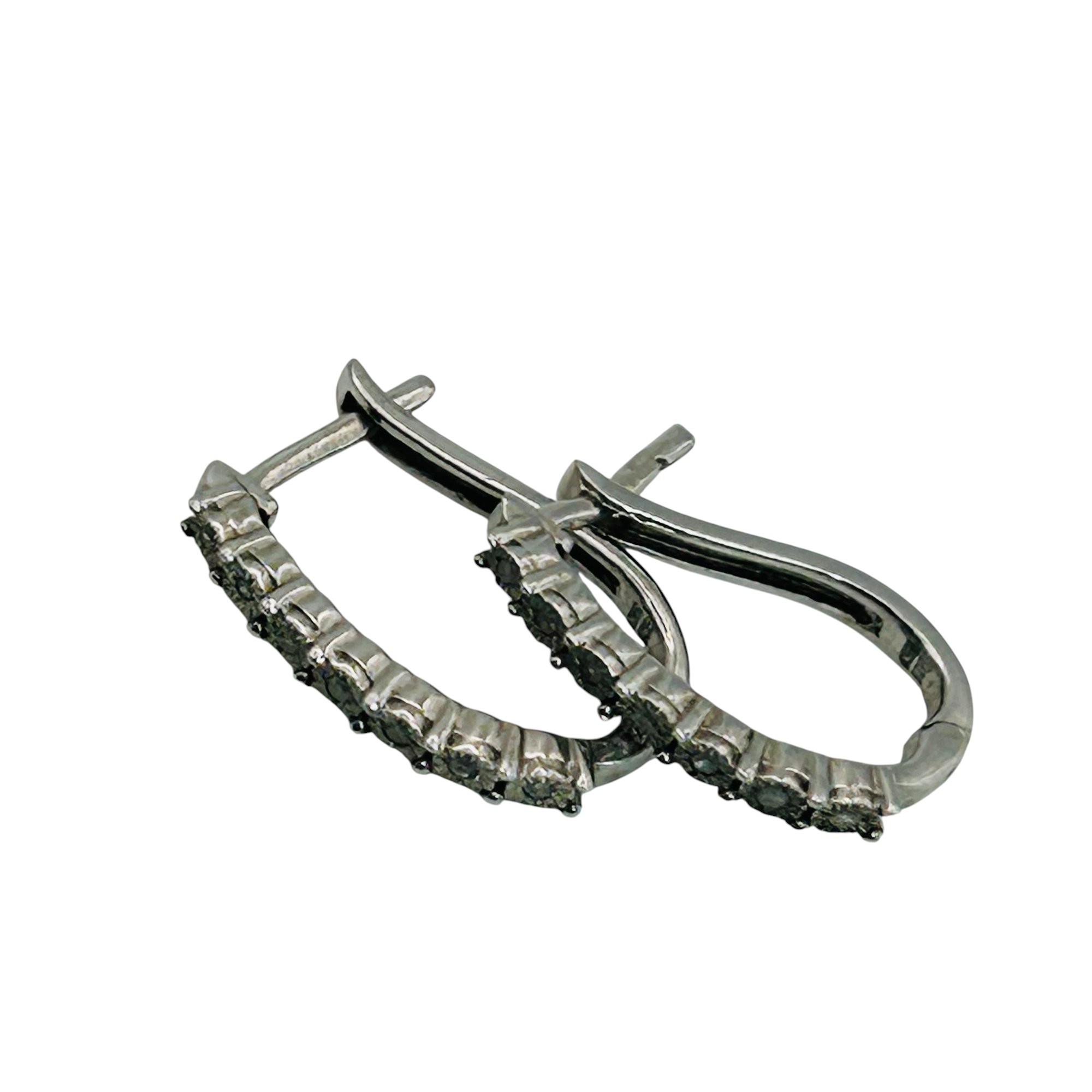 Signed Sterling Diamond Earrings