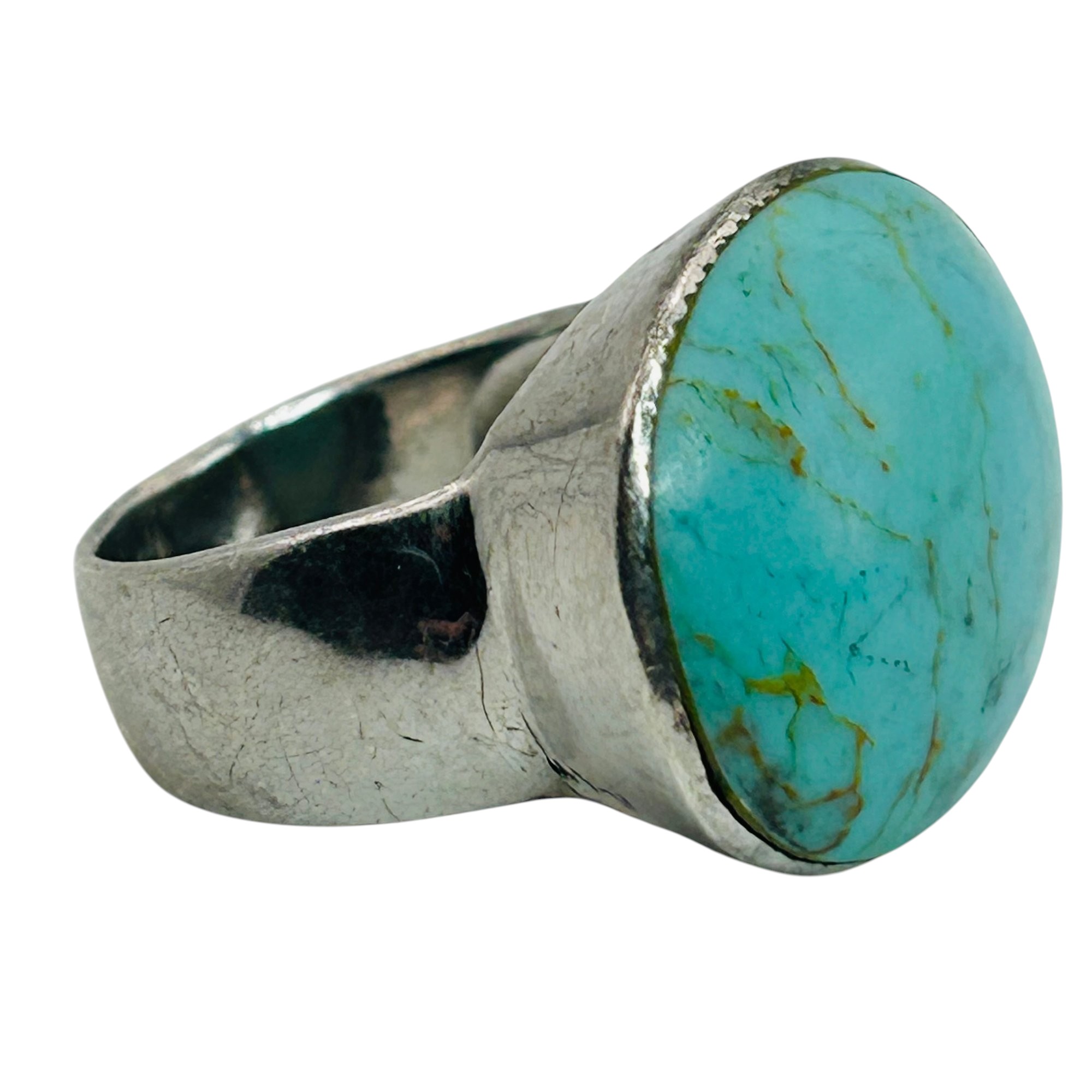 Signed Sterling Turquoise Ring Sz 8