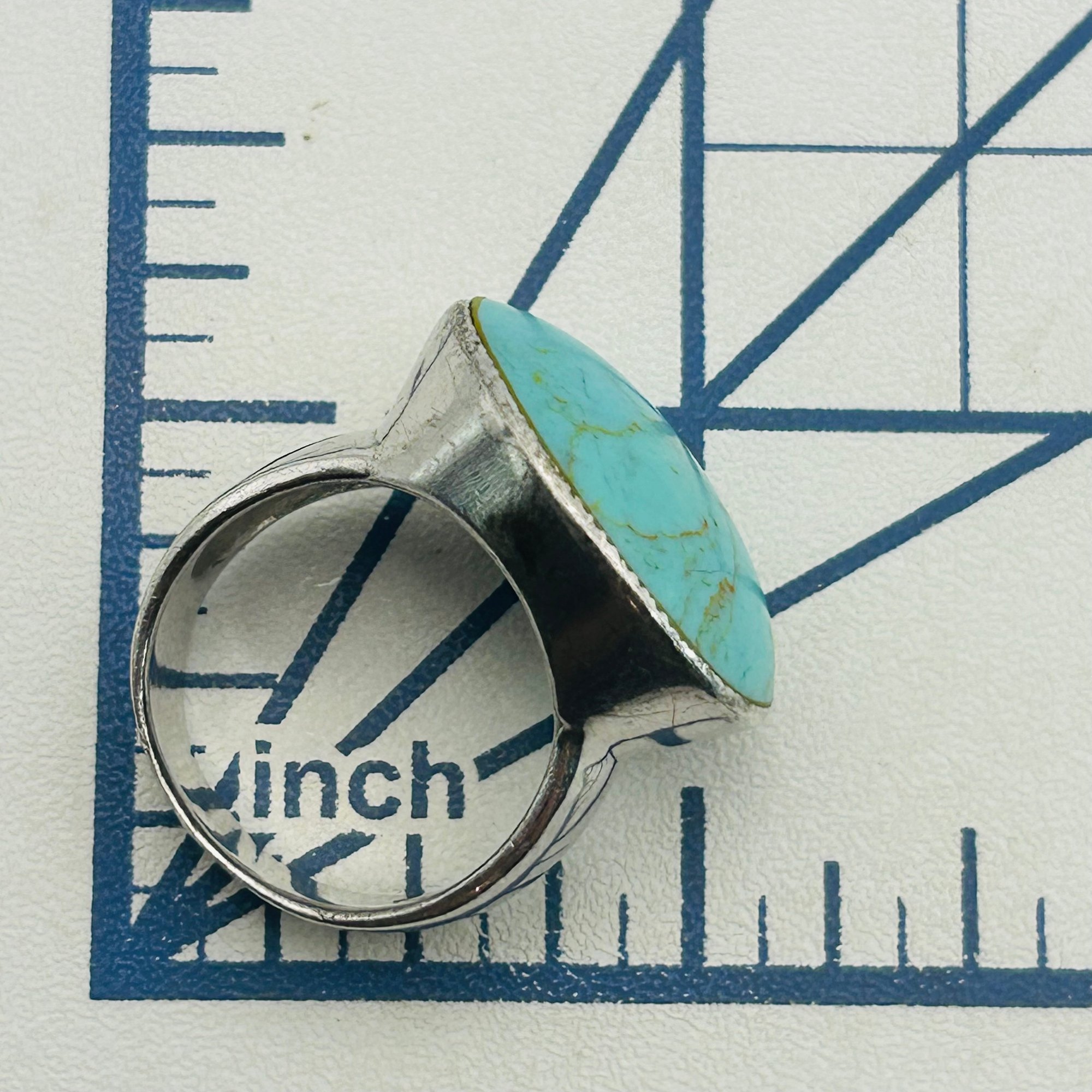 Signed Sterling Turquoise Ring Sz 8