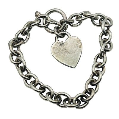 Sterling Toggle Clasp Heart Charm Bracelet. Sterling toggle clasp heart charm bracelet 30.0g