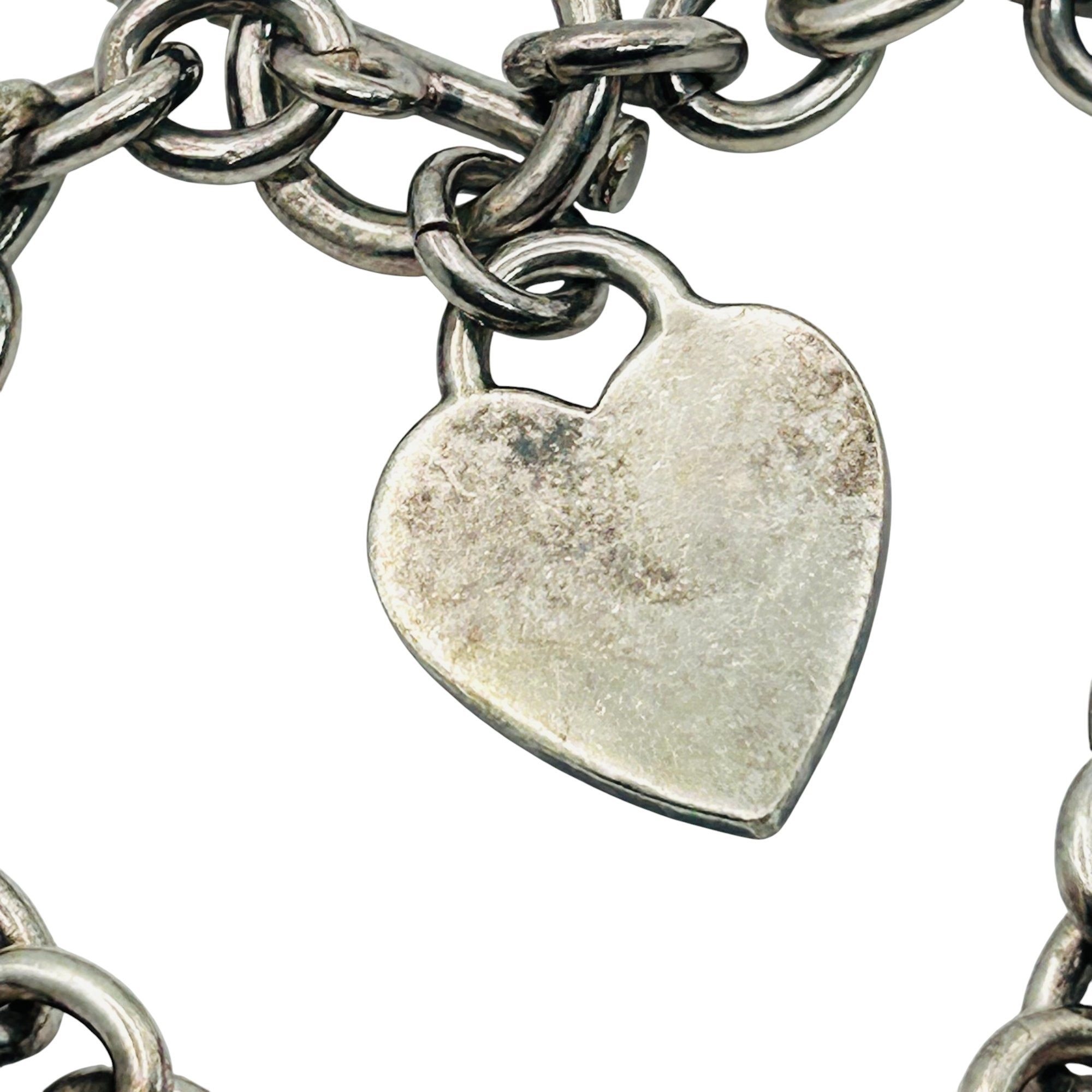Sterling Toggle Clasp Heart Charm Bracelet