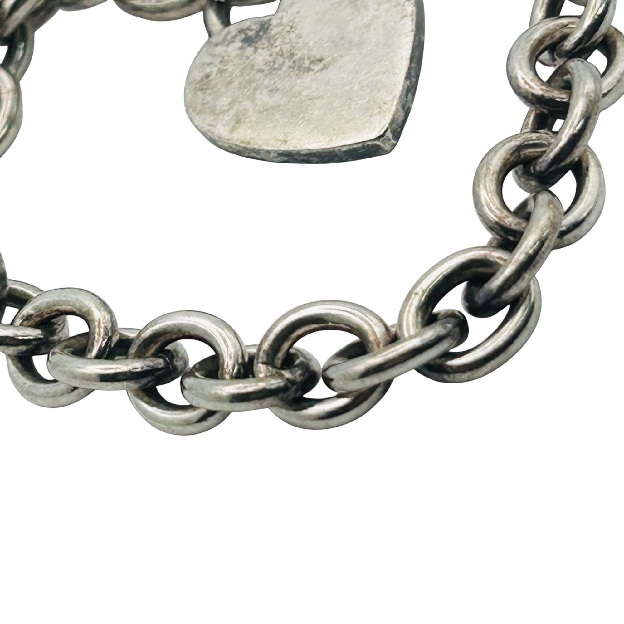 Sterling Toggle Clasp Heart Charm Bracelet