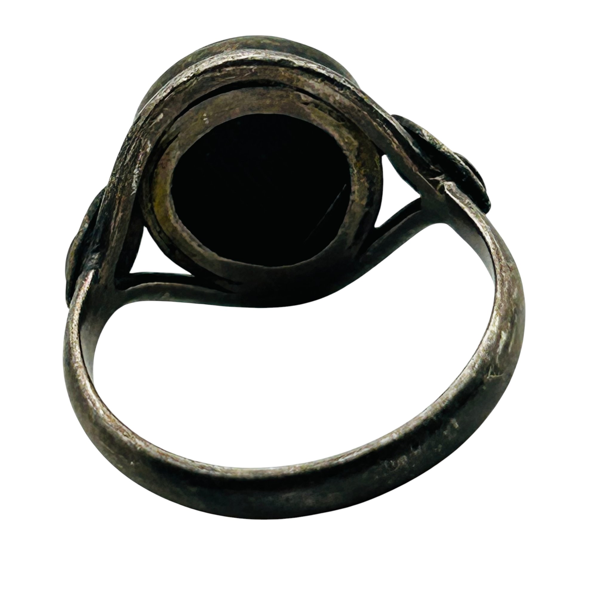 Sterling Onyx Face Detail Ring Sz 10.5