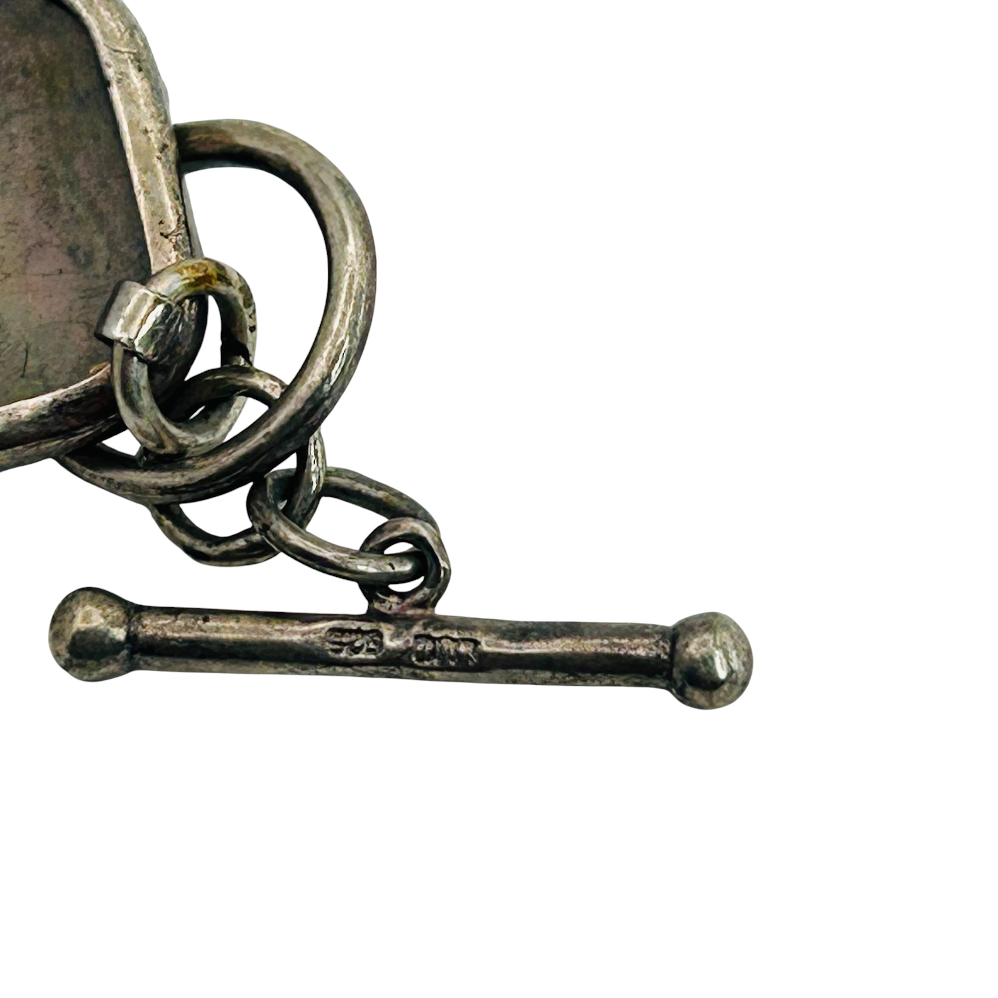 Signed Sterling Abalone Toggle Clasp Bracelet