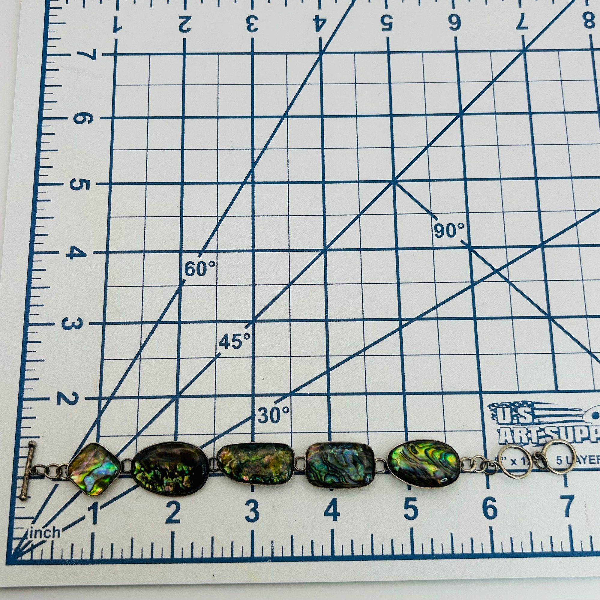 Signed Sterling Abalone Toggle Clasp Bracelet